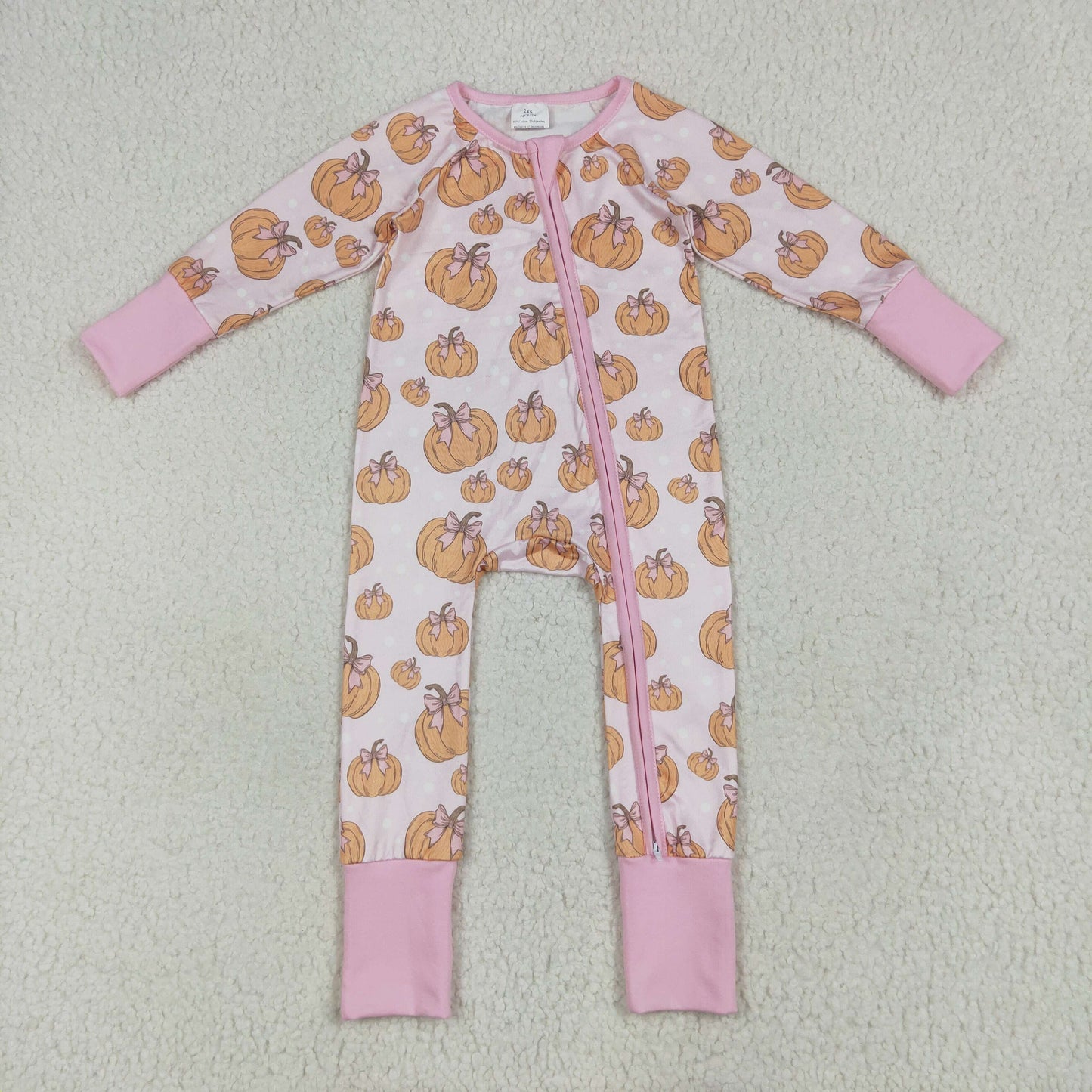 Sibling Baby Kids Colorful Flowers Pumpkins Fall Two Way Zip Convertible Rompers