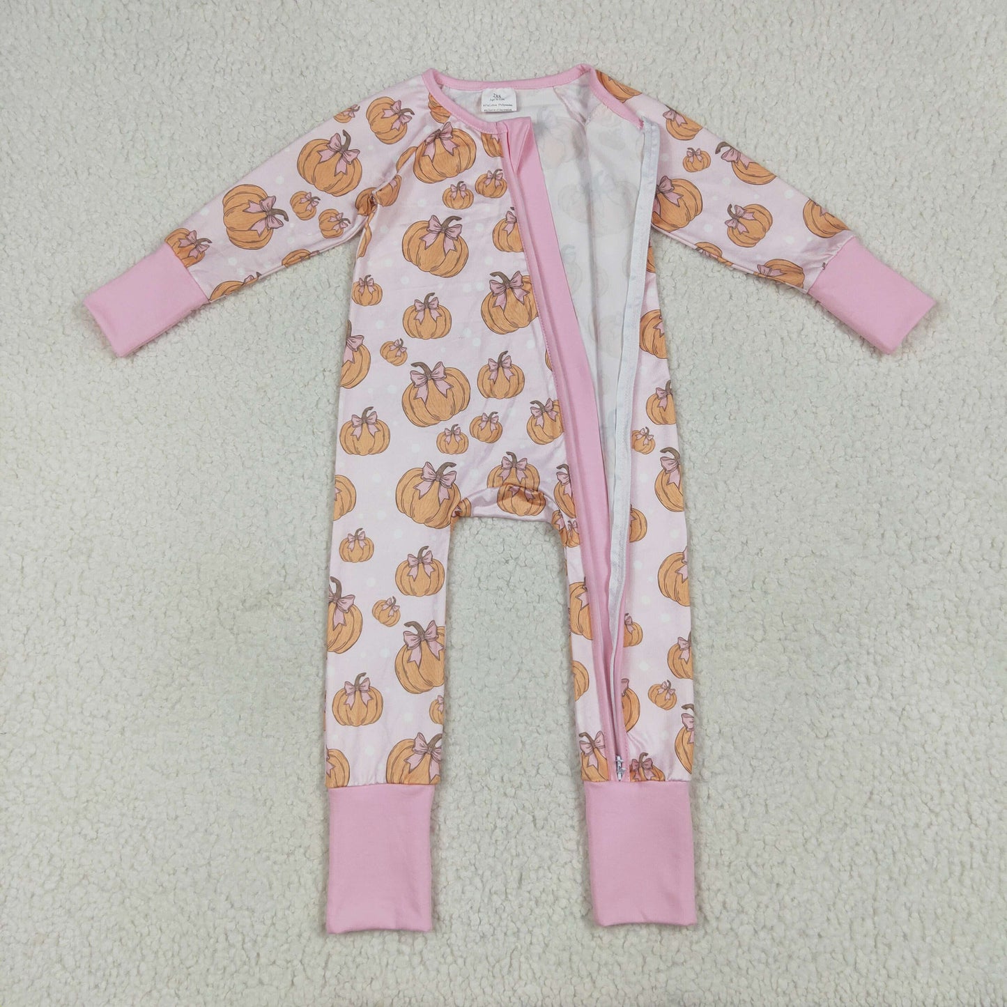 Sibling Baby Kids Colorful Flowers Pumpkins Fall Two Way Zip Convertible Rompers