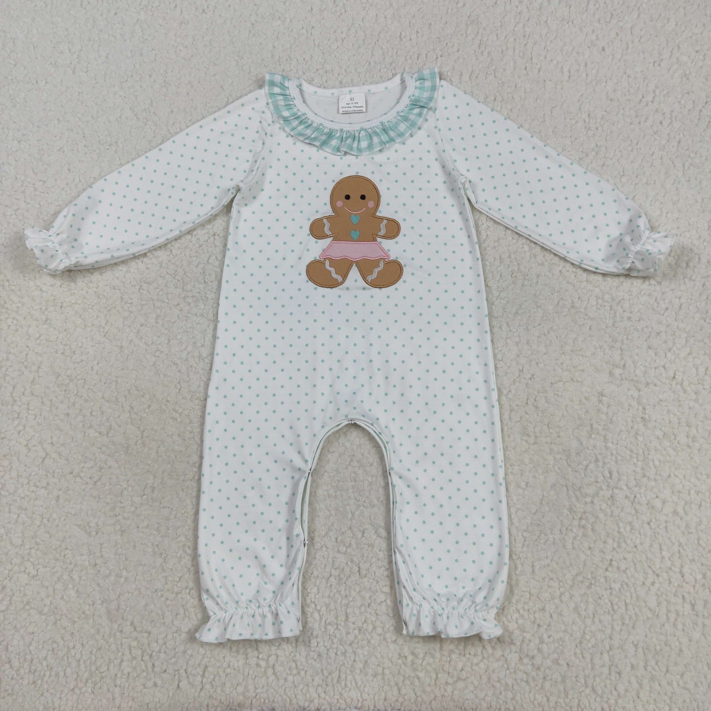 Sibling Baby Girls Embroidery Gingerbread Christmas Knee Length Dress Footie Rompers Clothes Sets