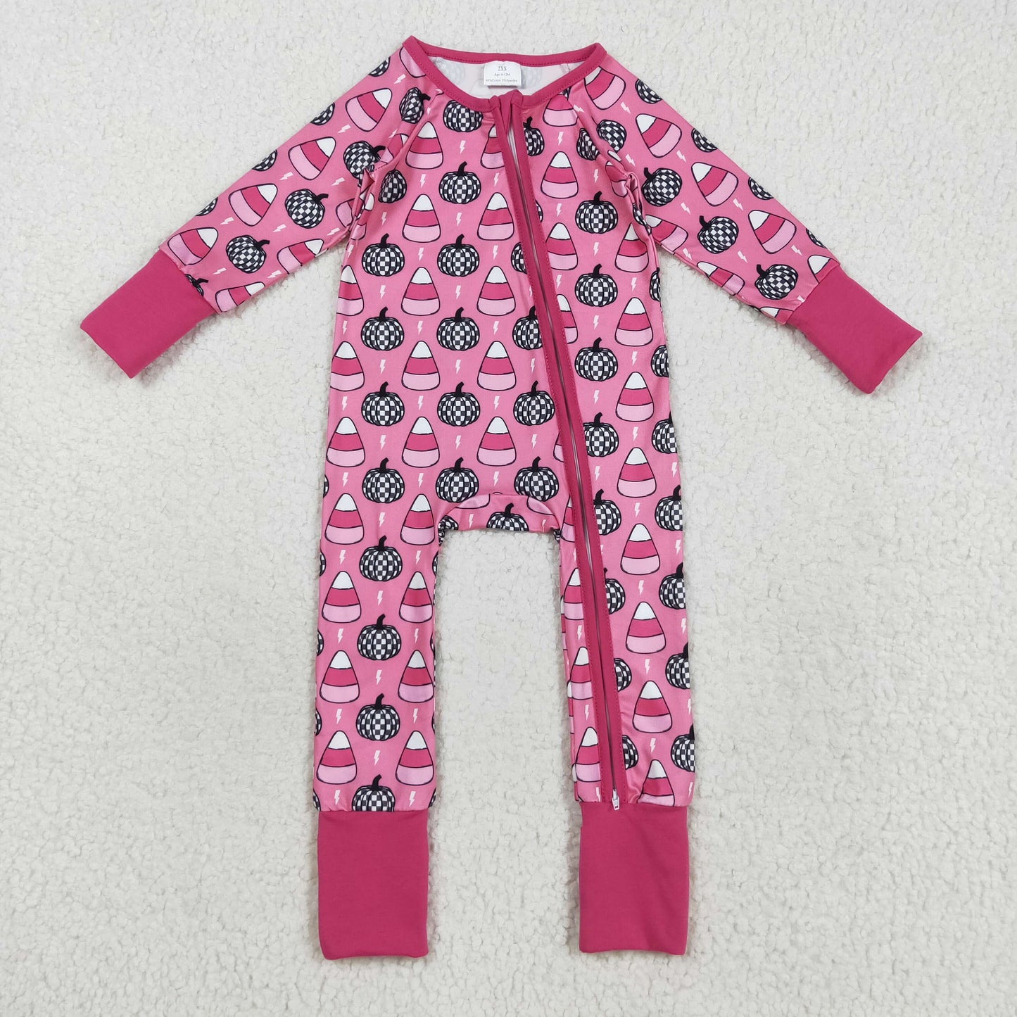 Sibling Baby Kids Ghost Pumpkins Bats Halloween Two Way Zip Convertible Rompers