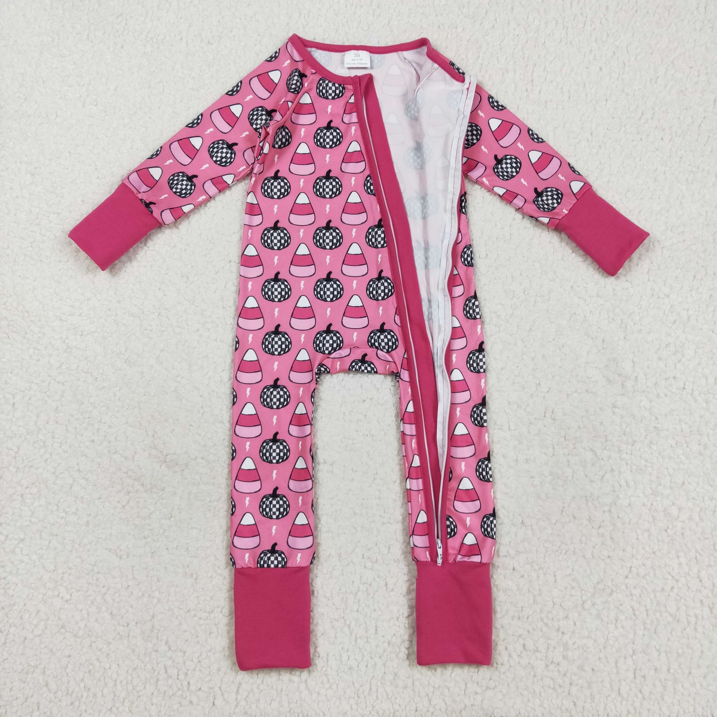 Sibling Baby Kids Ghost Pumpkins Bats Halloween Two Way Zip Convertible Rompers