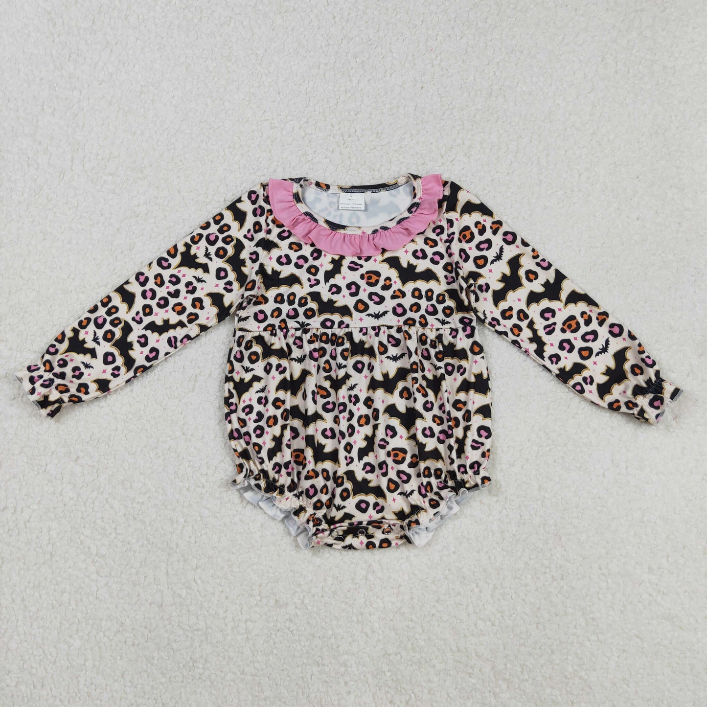 Sibling Baby Girls Bats Leopard Halloween Ruffle Knee Length Dresses Romper
