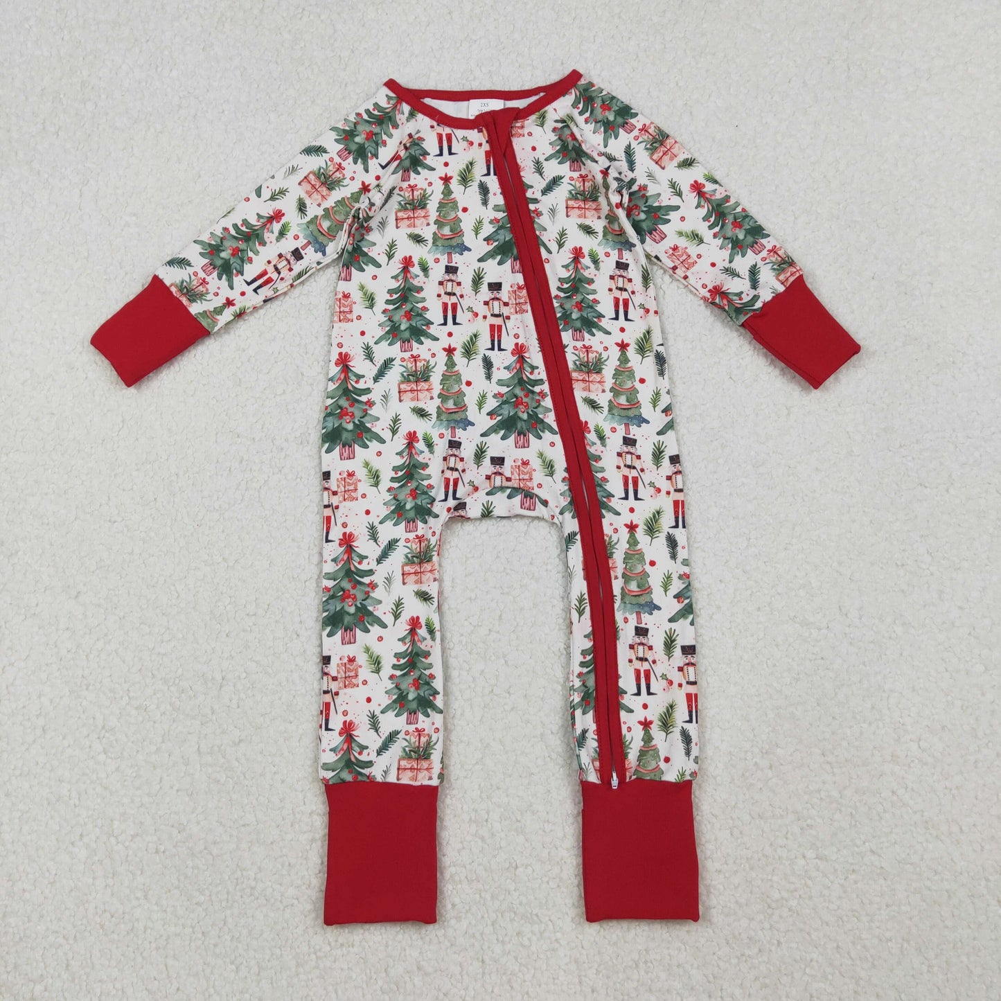 Sibling Baby Girls Long Sleeves Christmas Two Way Zip Convertible Rompers