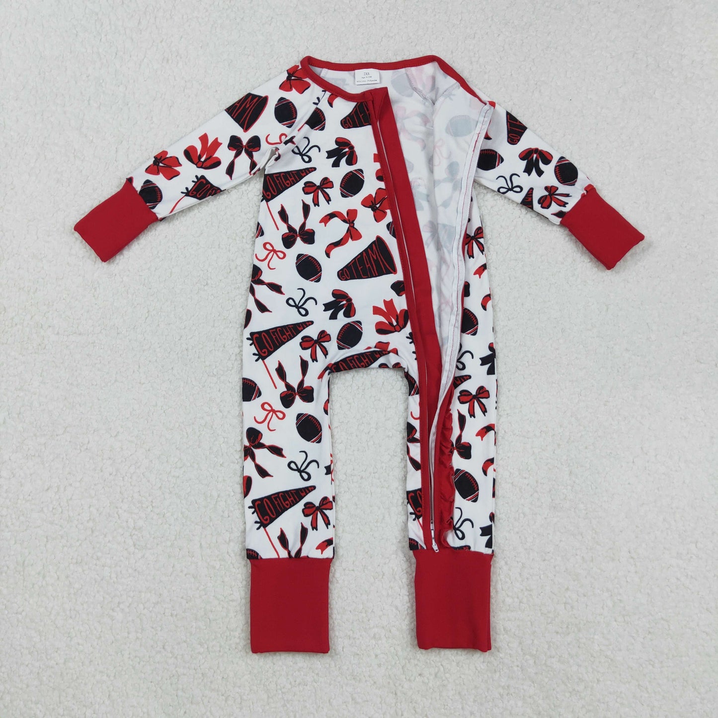 Sibling Baby Kids Footballs Baseballs Stars Checked Team Two Way Zip Convertible Rompers