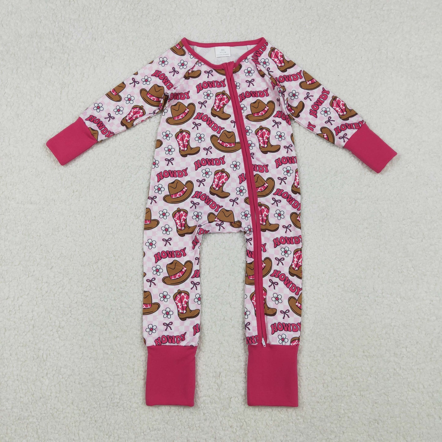 Sibling Baby Boys Girls Hats Bows Western Pants Pajamas Sets Zipper Rompers