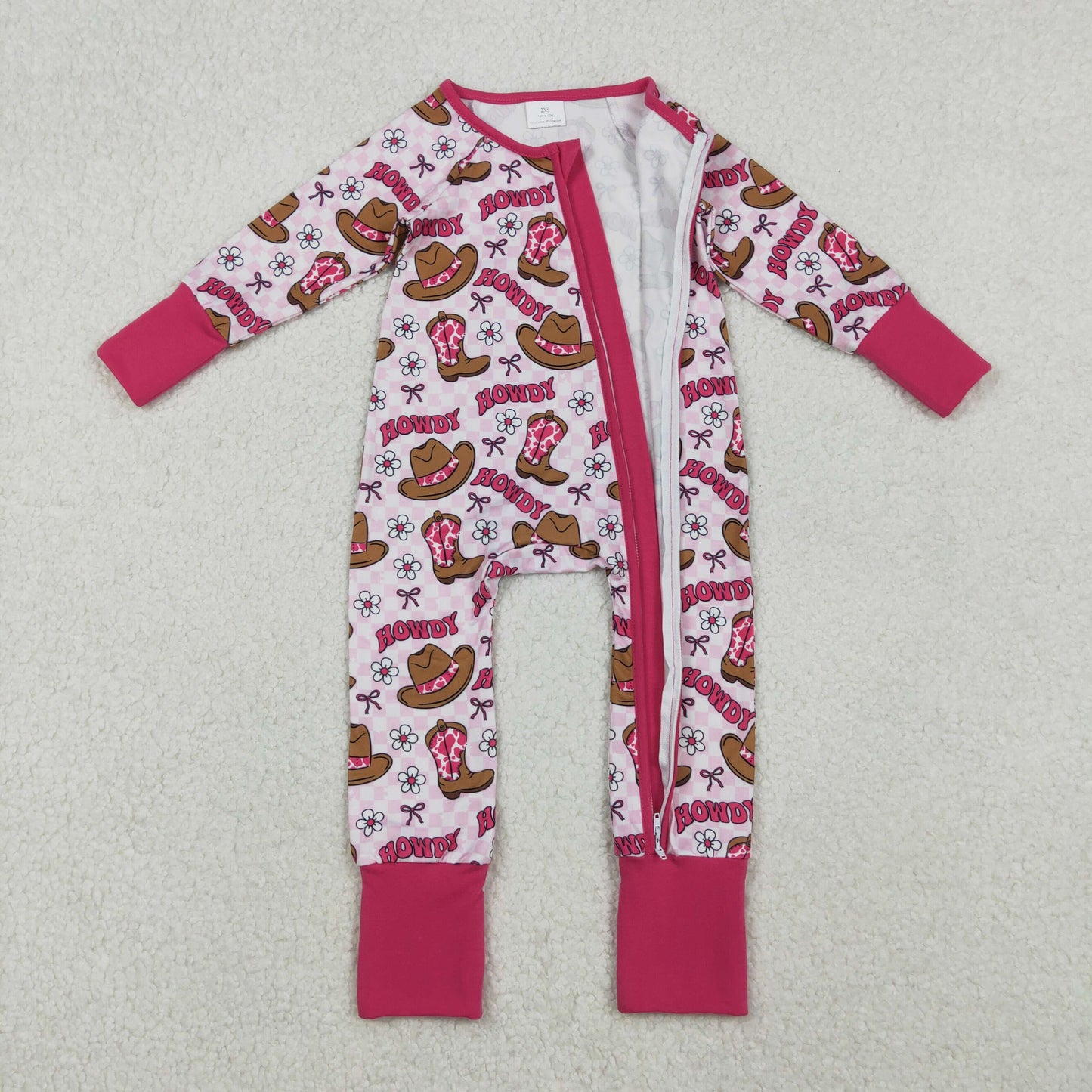 Sibling Baby Boys Girls Hats Bows Western Pants Pajamas Sets Zipper Rompers