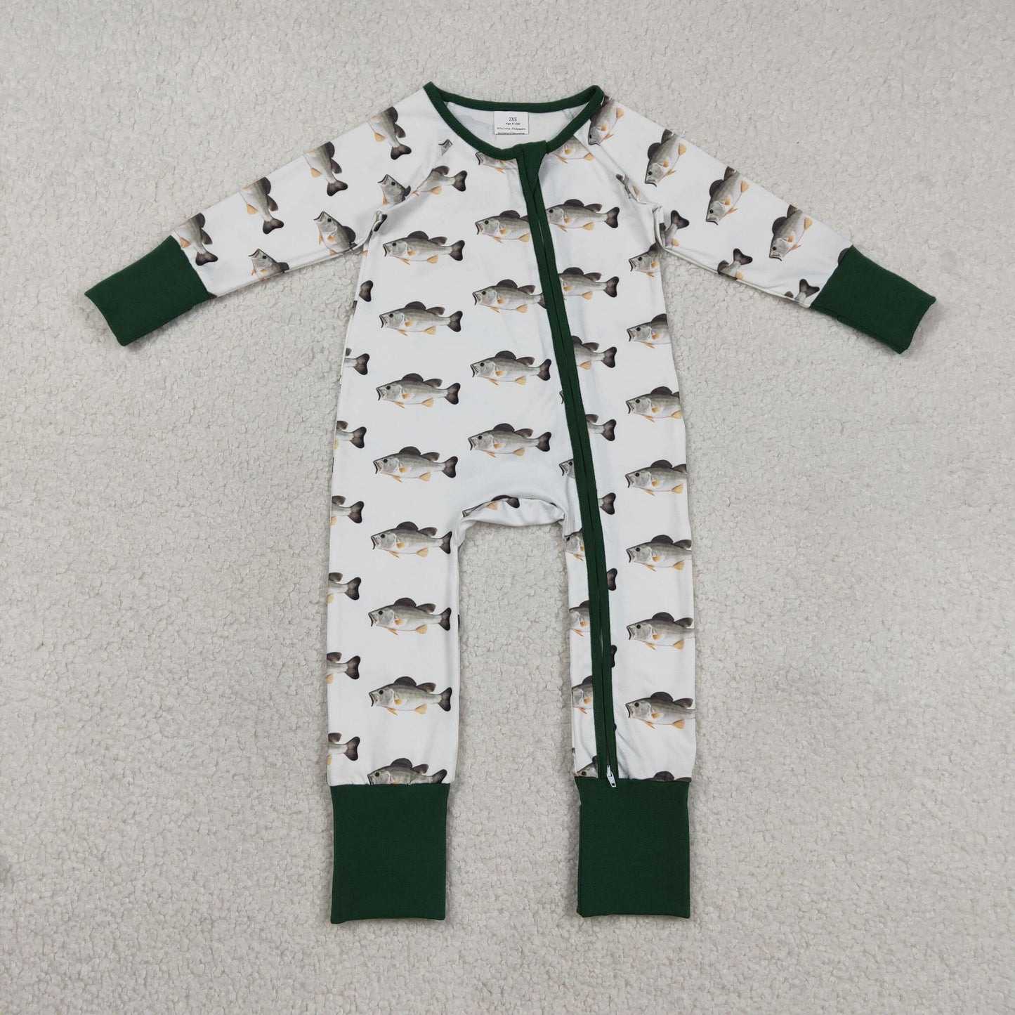 LR2531 Baby Boys Long Sleeve Fishing Hunting Two Way Zip Convertible Rompers