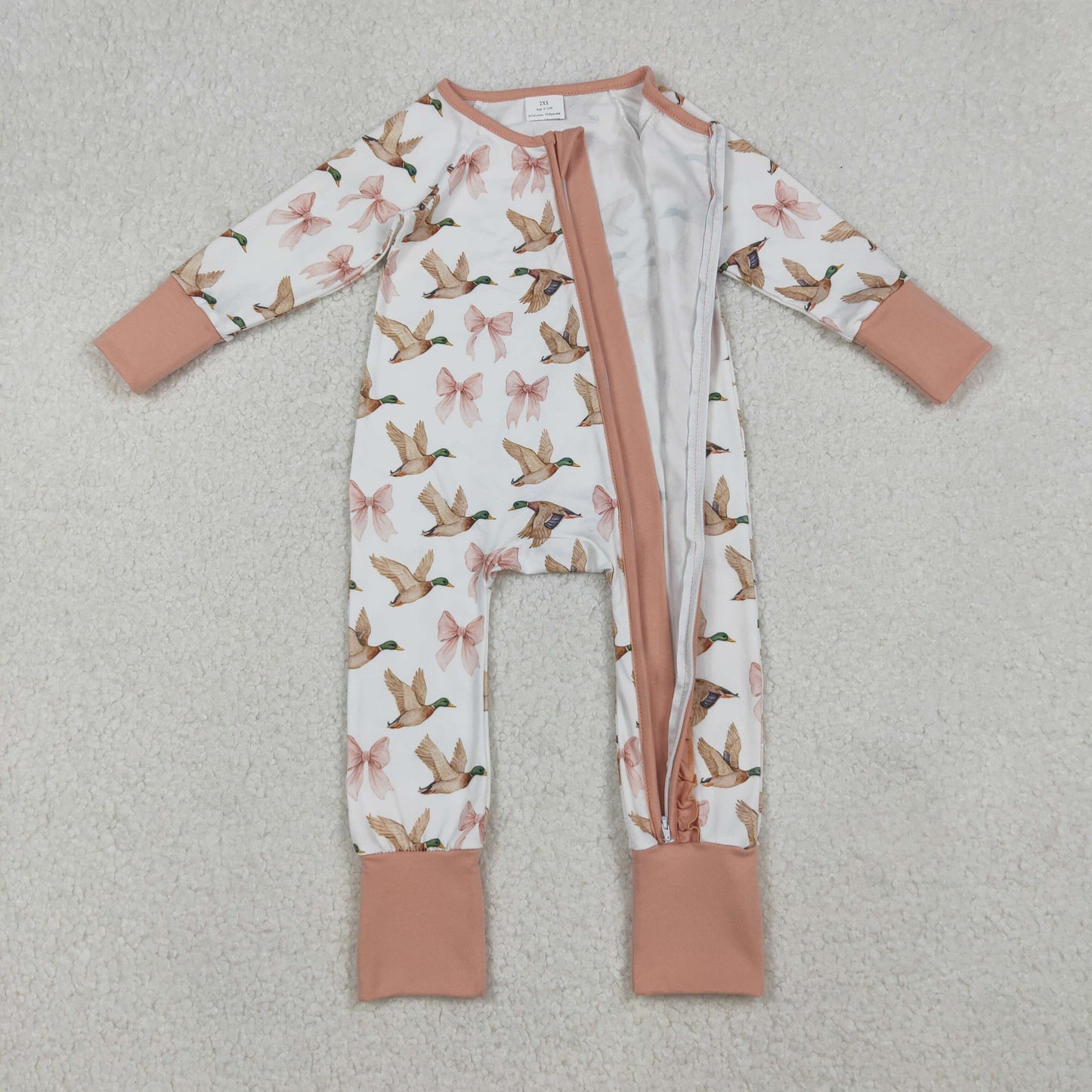 Sibling Baby Kids Ducks Camo Southern Hunting Two Way Zipper Convertible Rompers