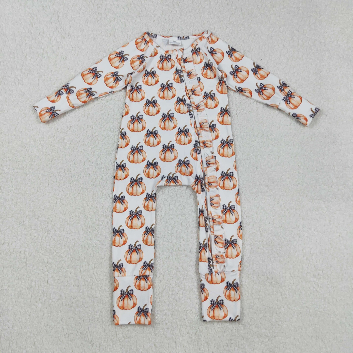 Sibling Baby Kids Colorful Flowers Pumpkins Fall Two Way Zip Convertible Rompers