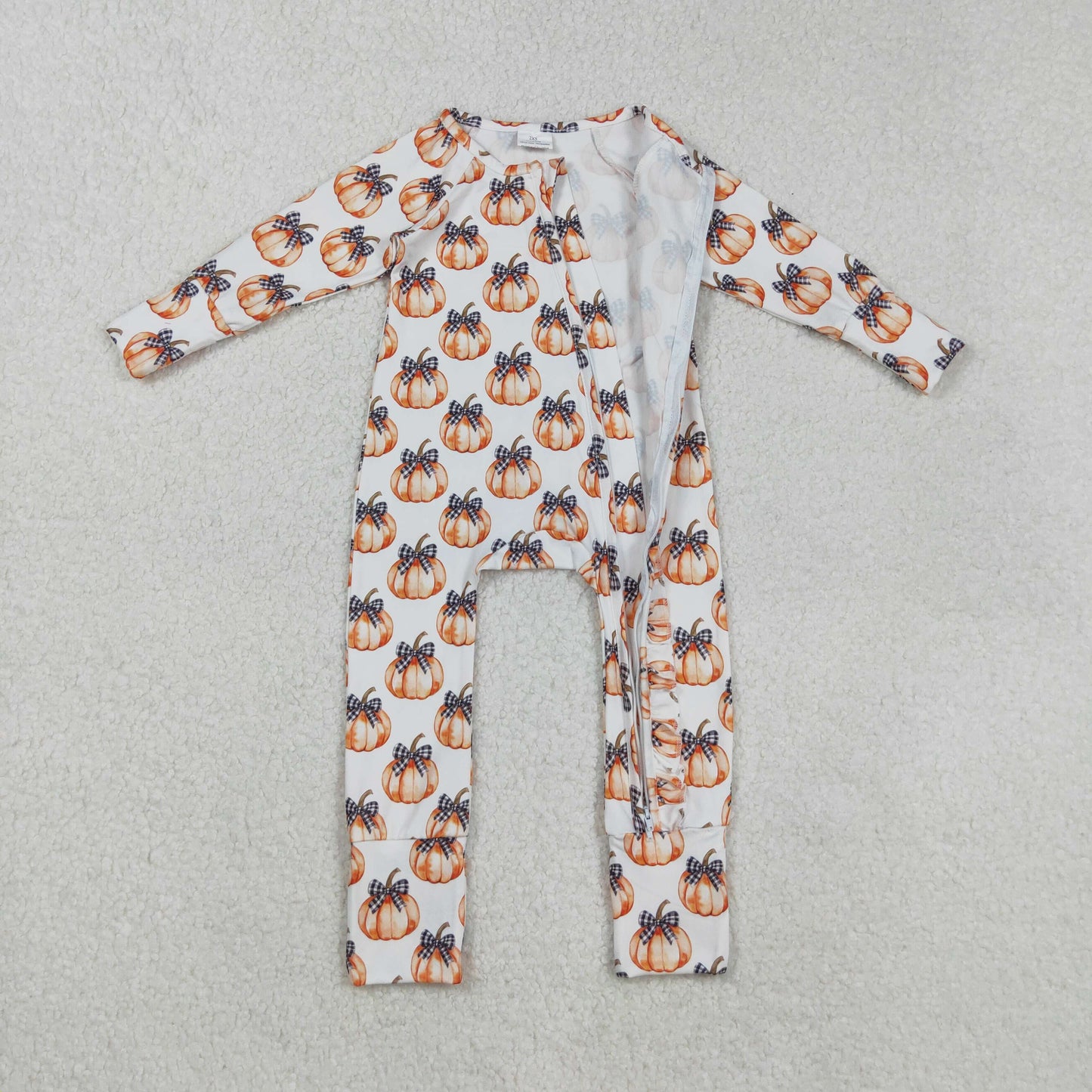 Sibling Baby Kids Colorful Flowers Pumpkins Fall Two Way Zip Convertible Rompers