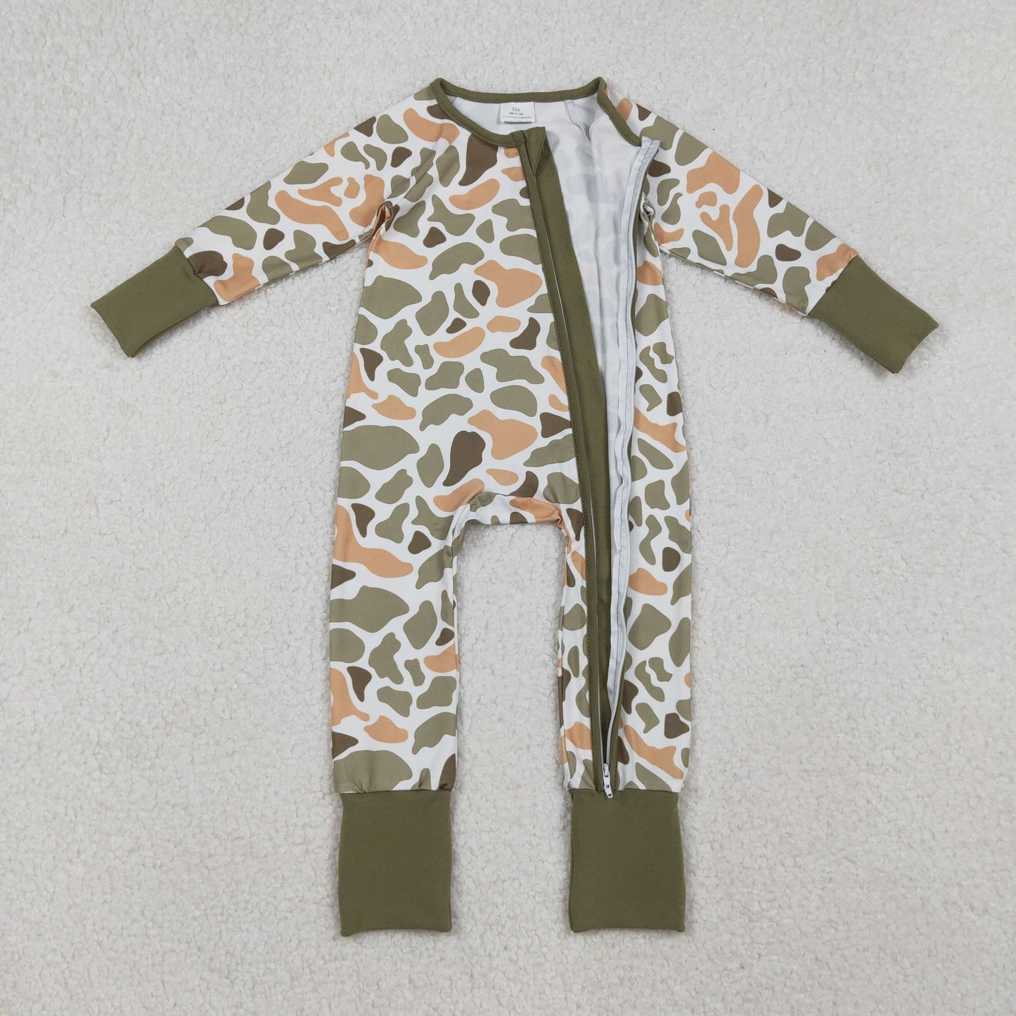 Sibling Baby Kids Ducks Camo Southern Hunting Two Way Zipper Convertible Rompers