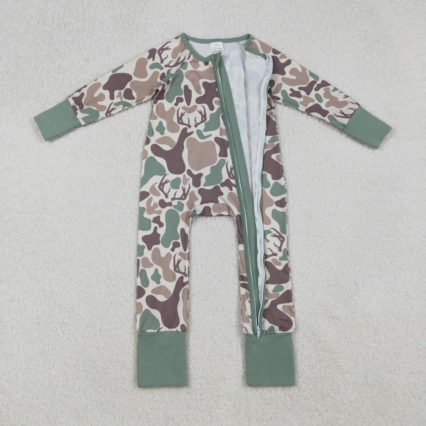 Sibling Baby Kids Ducks Camo Southern Hunting Two Way Zipper Convertible Rompers