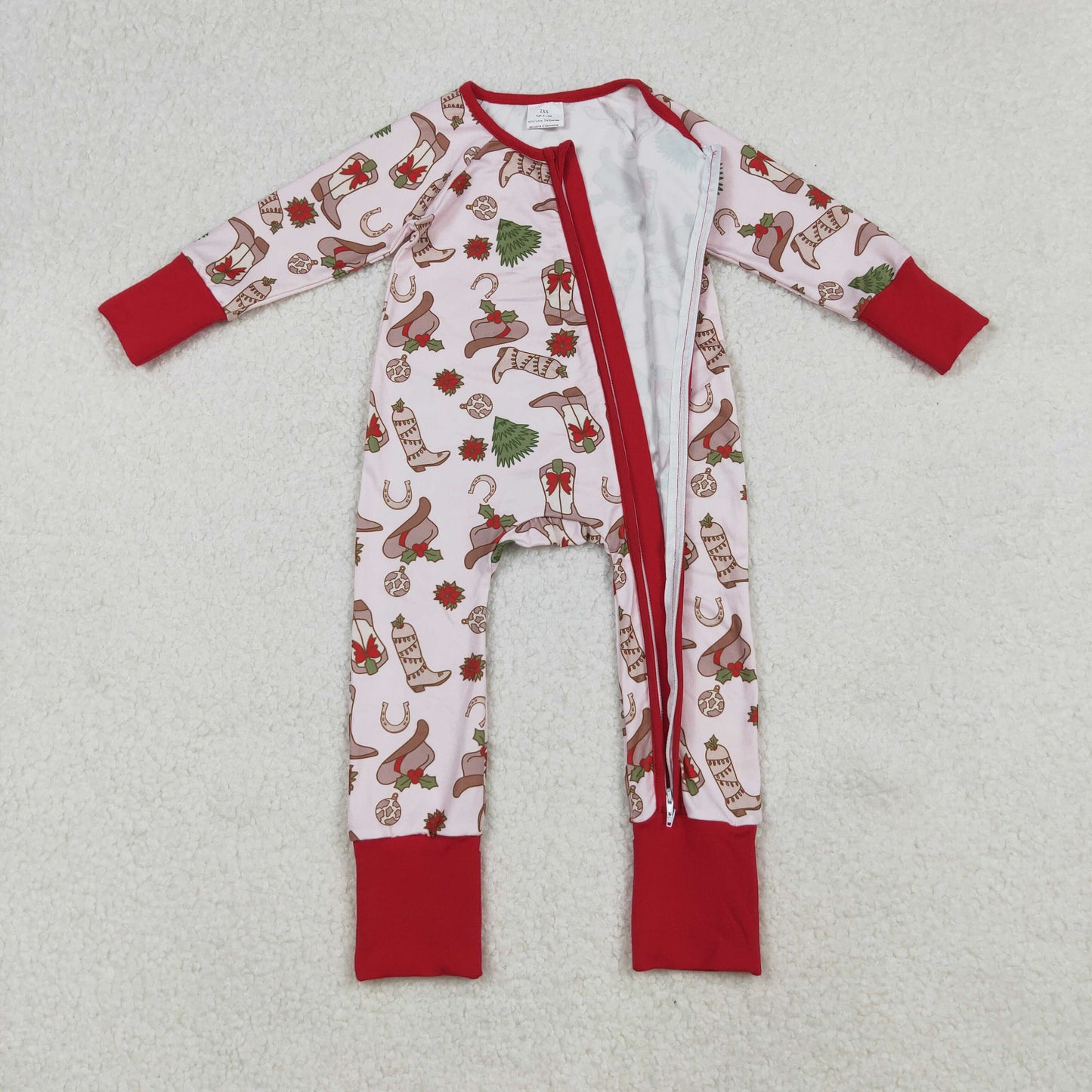Sibling Baby Girls Long Sleeves Christmas Two Way Zip Convertible Rompers
