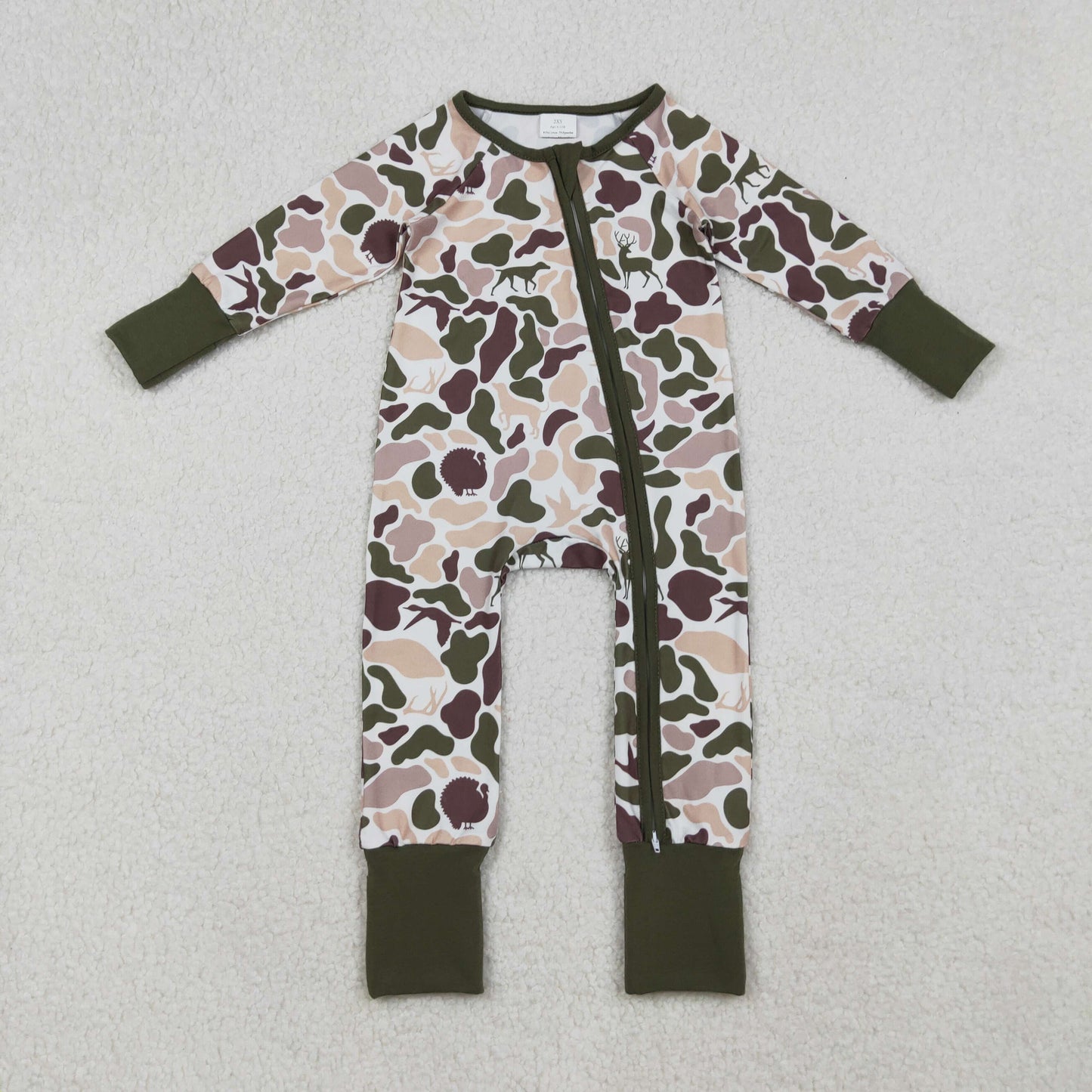 Sibling Baby Boys Turkey Ducks Camo Hunting Pajamas Sets Zipper Rompers Hoodies Top Shorts Bottom