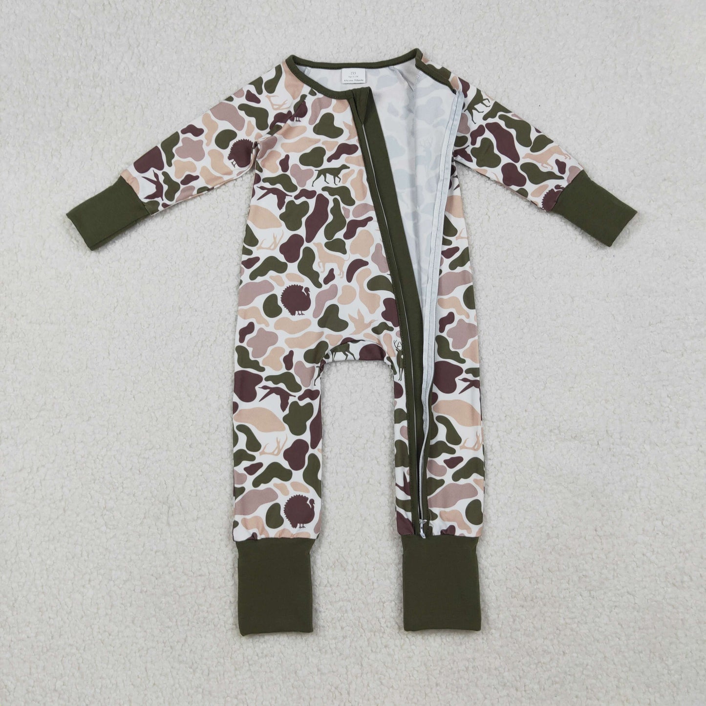 Sibling Baby Boys Turkey Ducks Camo Hunting Pajamas Sets Zipper Rompers Hoodies Top Shorts Bottom