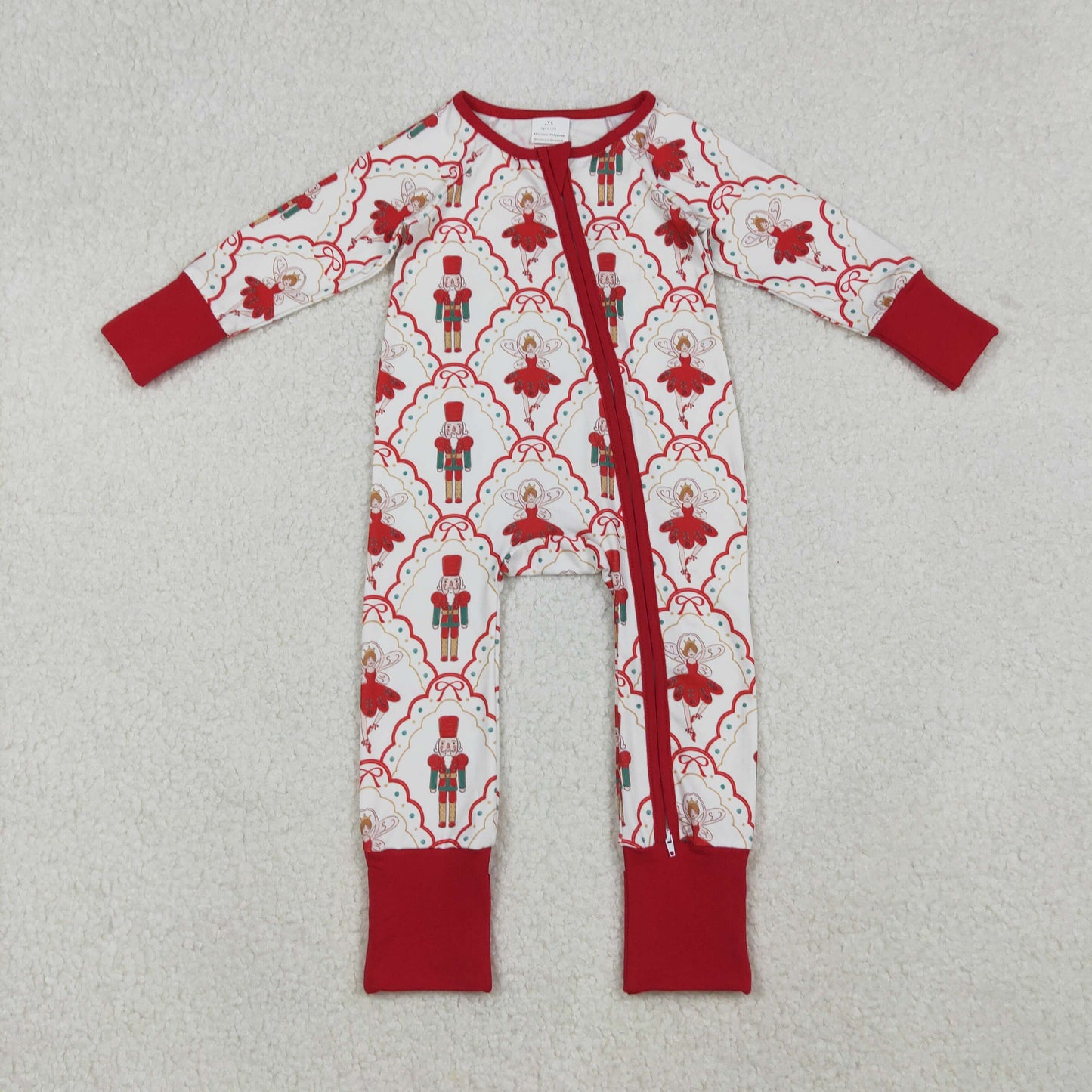 Sibling Baby Girls Bows Soldiers Dancers Checked Pant Christmas Pajamas Sets Zipper Rompers