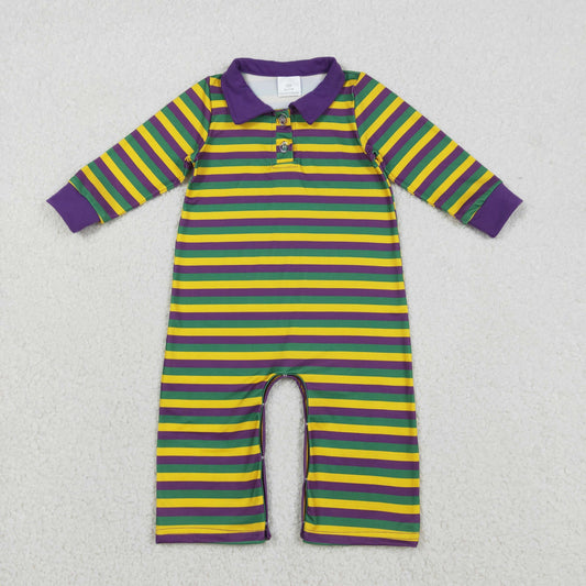 LR2679 Baby Boys Mardigras Stripe Button Pants Rompers
