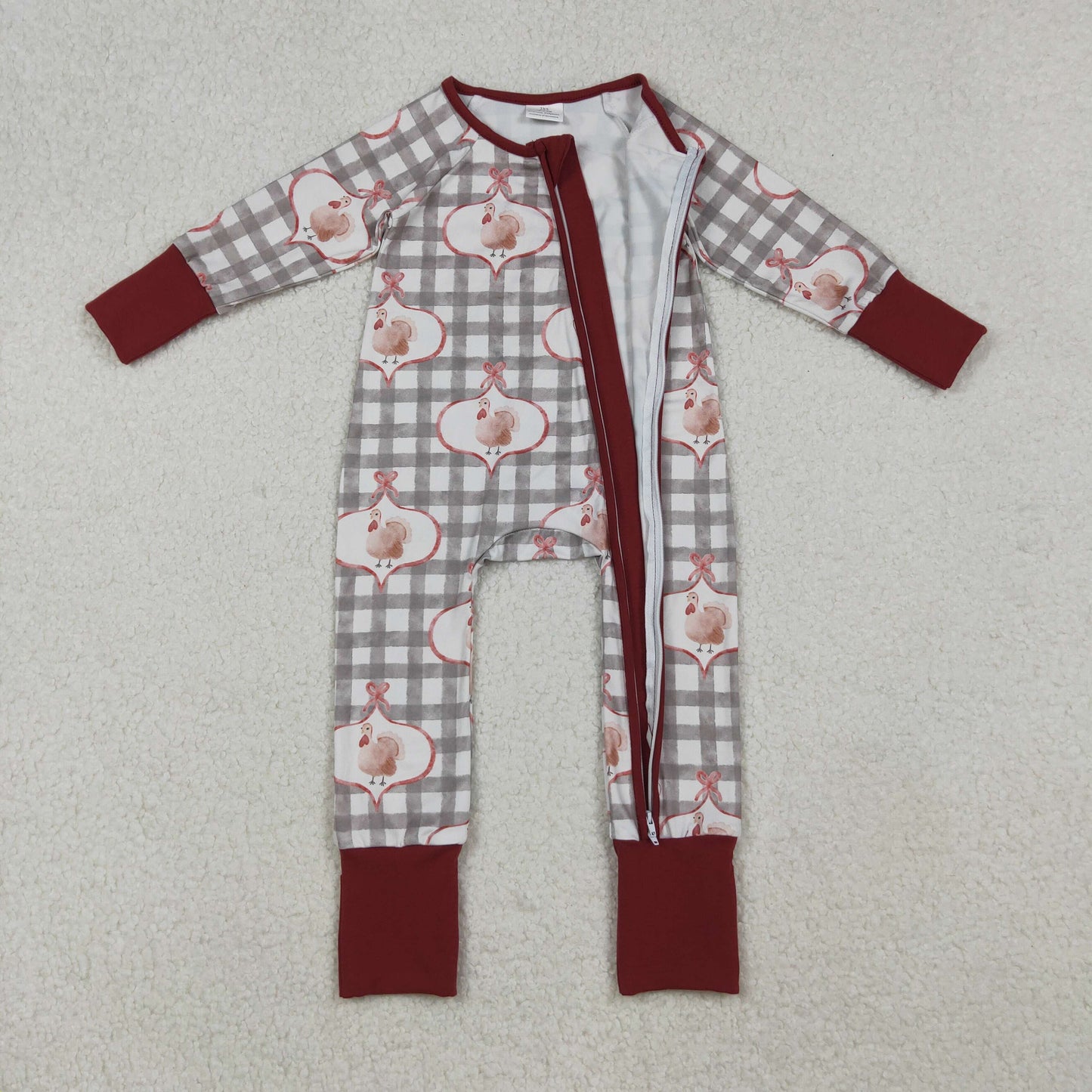 Sibling Baby Kids Turkey Pie Pumpkins Thanksgiving Two Way Zip Convertible Rompers