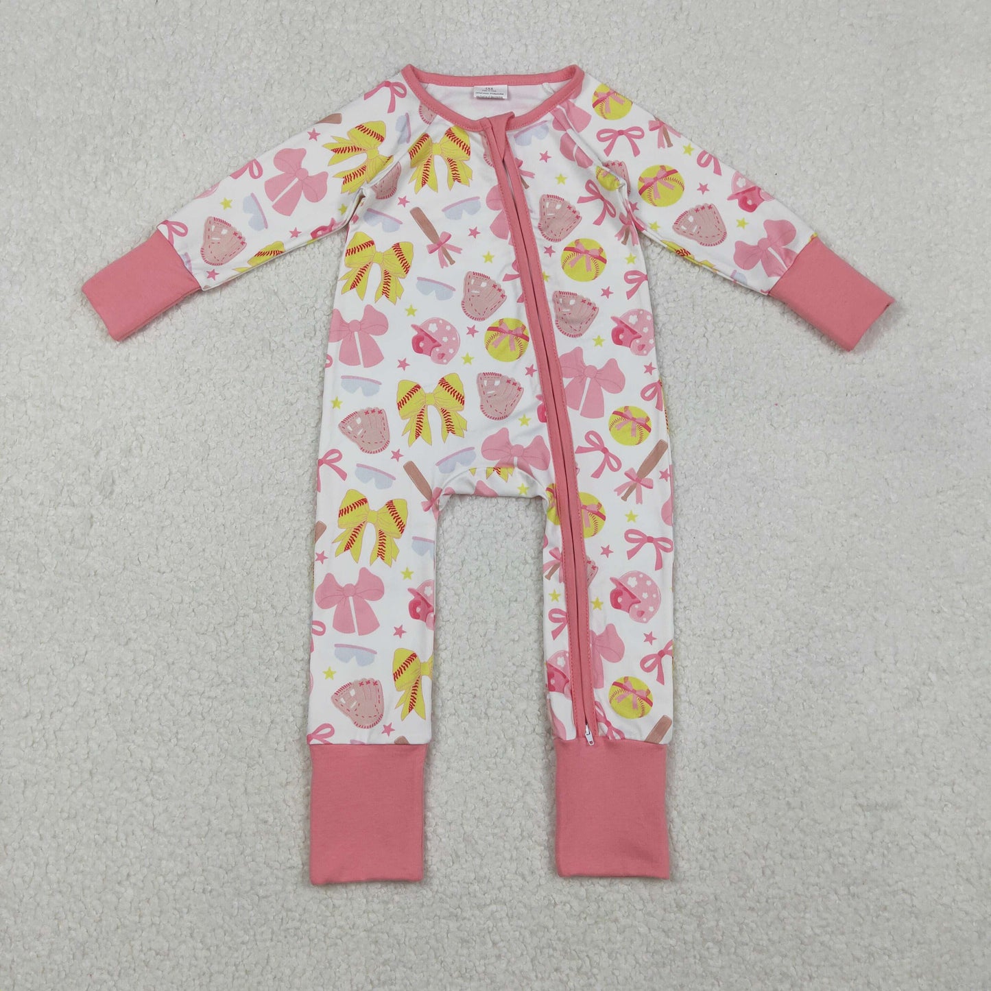 Sibling Baby Girls Softball Bows Yoga Active Knee Length Dress Skorts Clothes Set Zipper Rompers