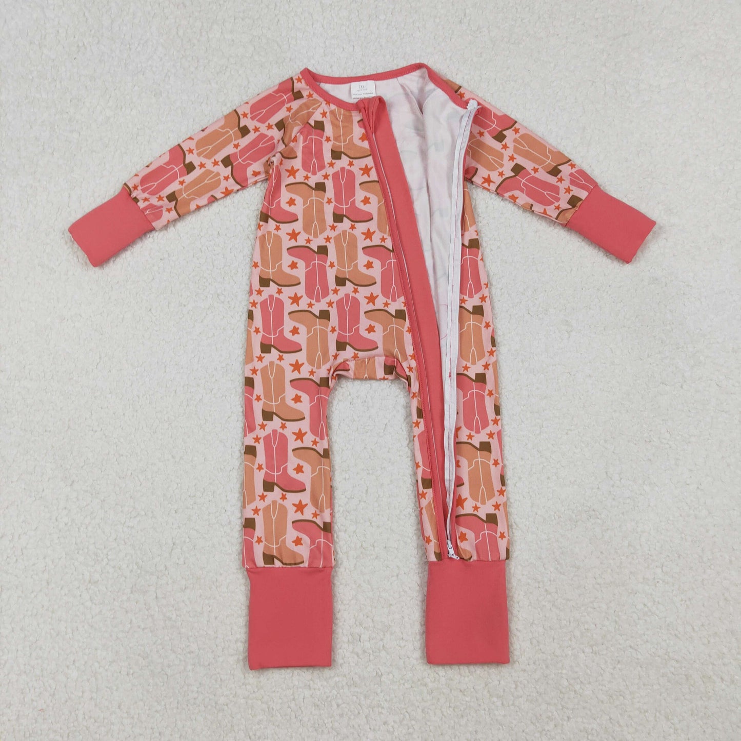 Sibling Baby Boys Girls Boots Stars Plaid Western Two Way Zip Convertible Rompers