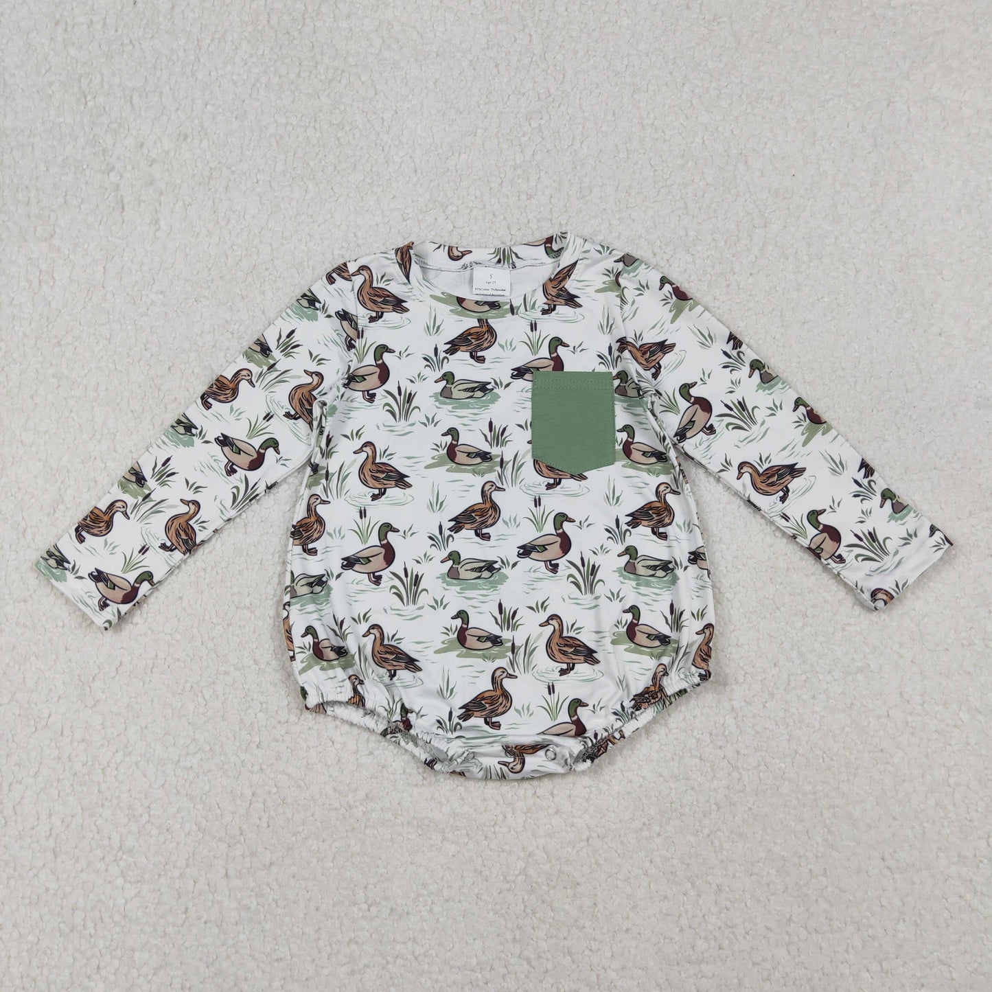 Sibling Baby Boys Long Sleeve Pockets Ducks Deer Hunting Camo Rompers