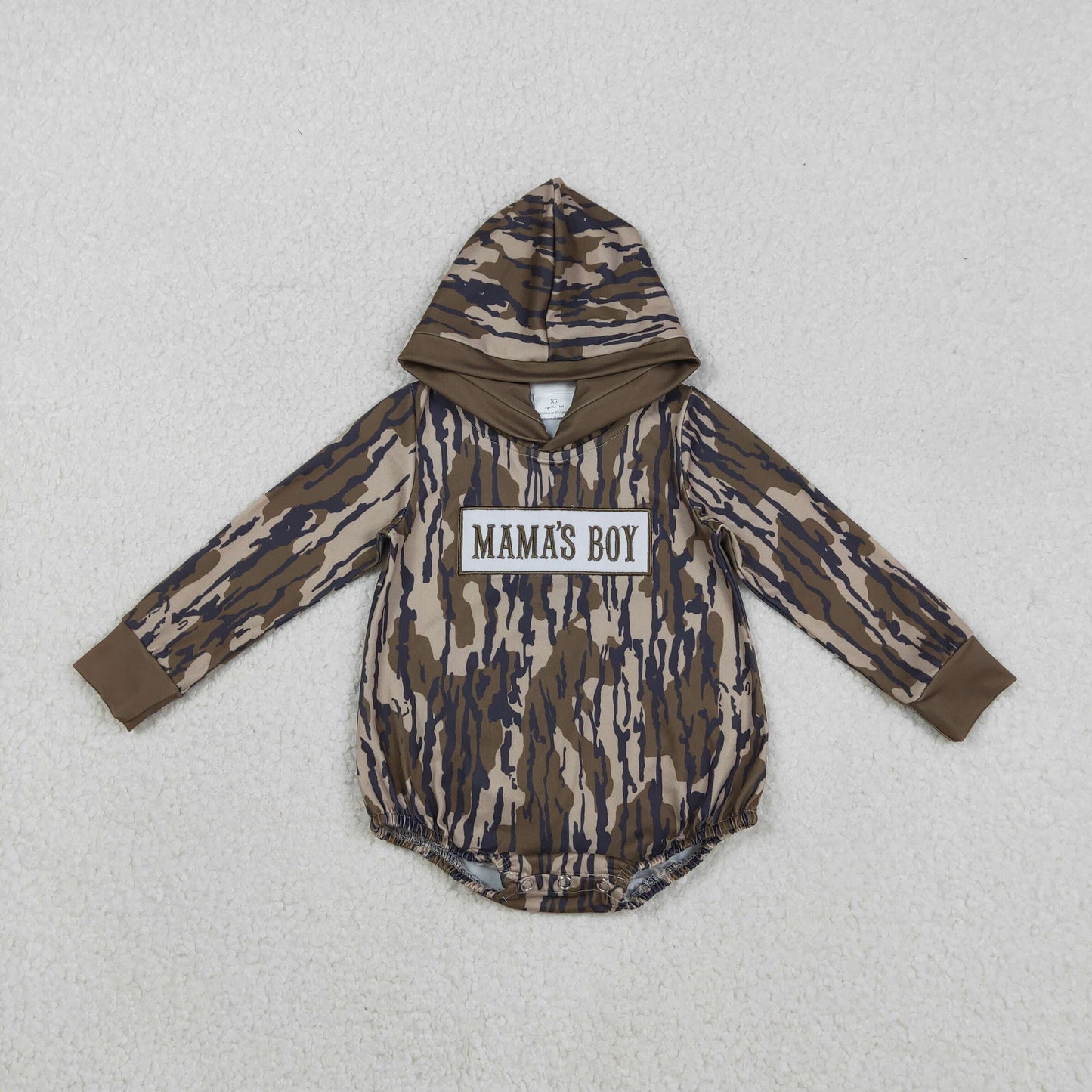 Sibling Baby Boys Embroidery Mama's Boy Olive Camo Pockets Pant Clothes Sets Hoodie Romper