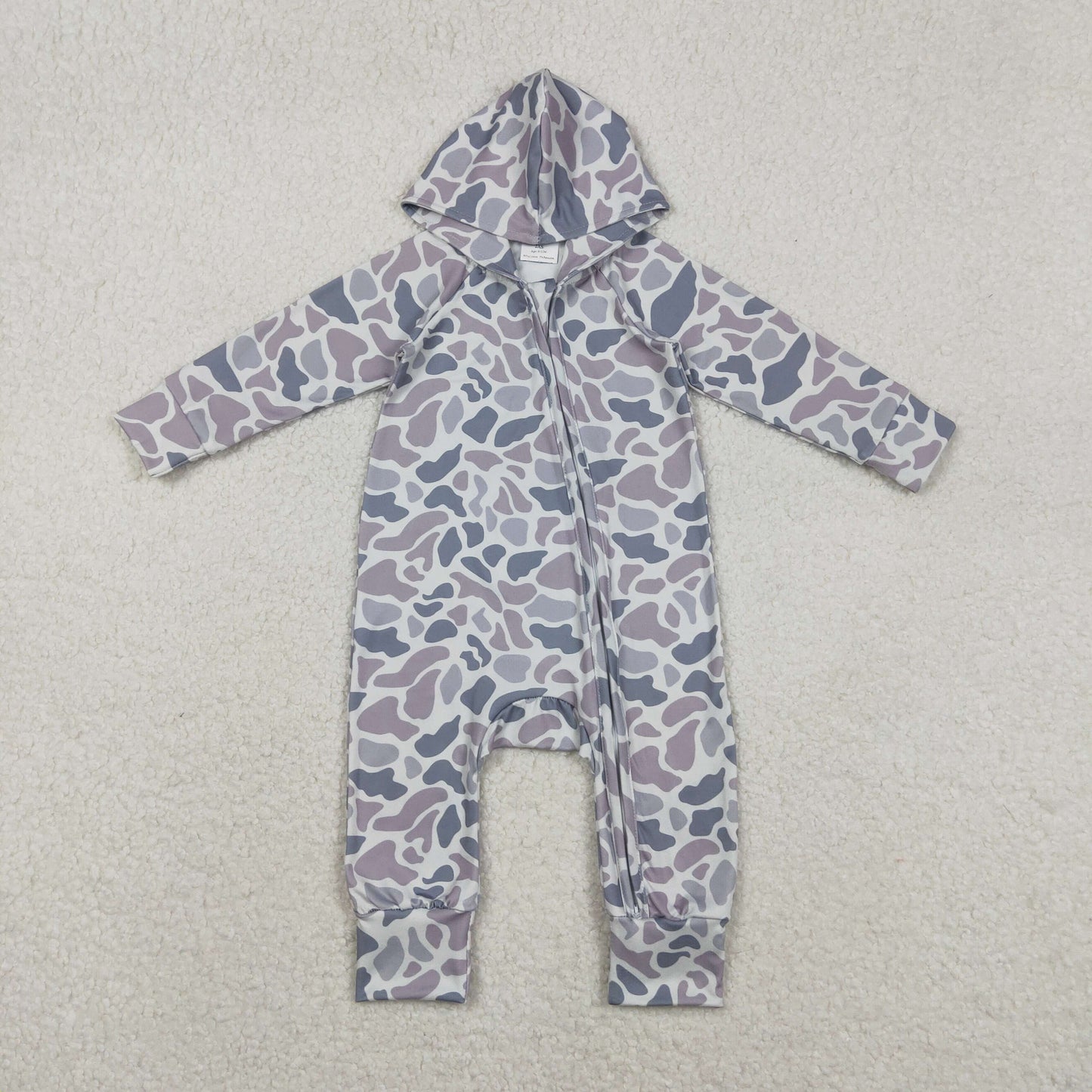 Sibling Baby Boys Southern Hunting Camo Button Two Way Zip Convertible Hoodie Rompers
