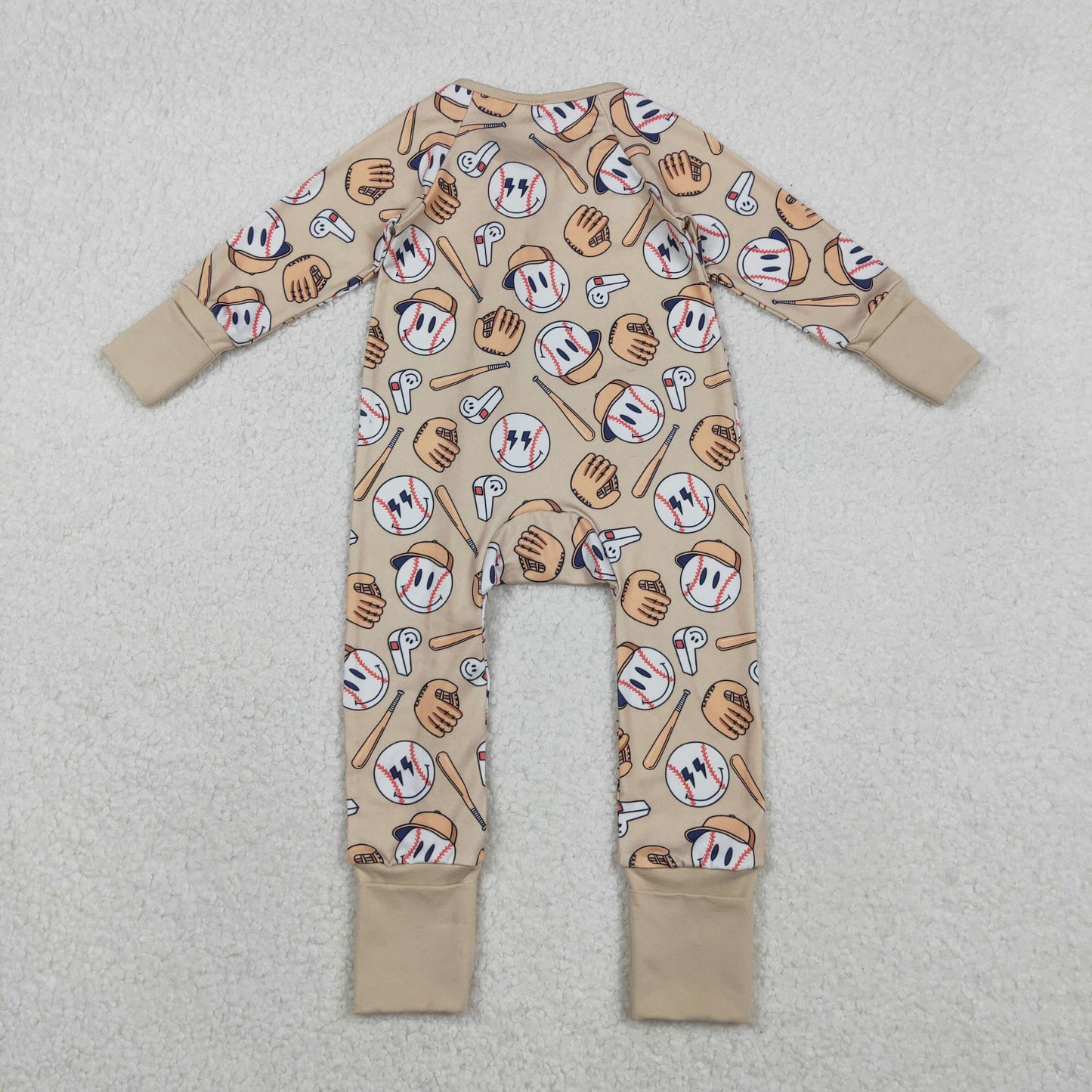 Sibling Baby Kids Footballs Baseballs Stars Checked Team Two Way Zip Convertible Rompers