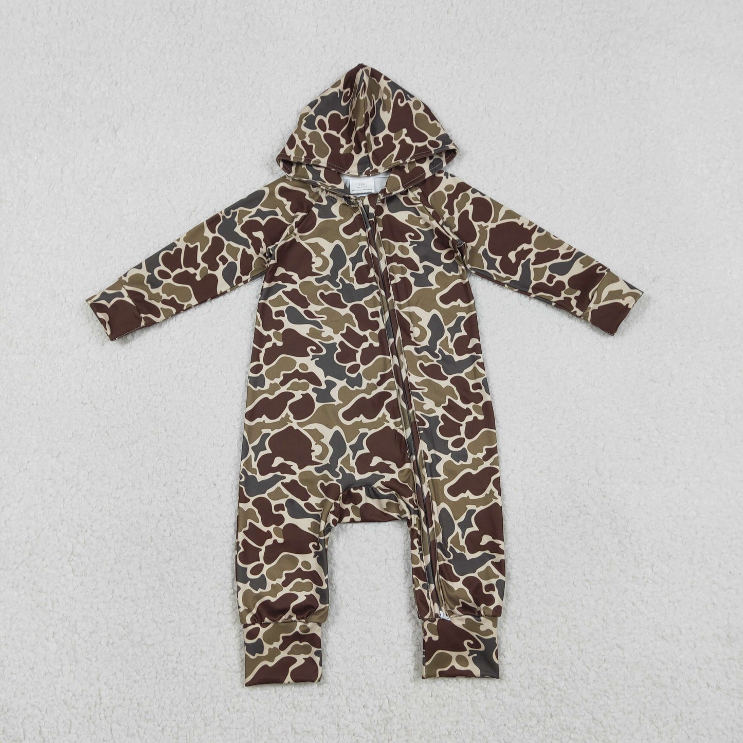 Sibling Baby Boys Southern Hunting Camo Button Two Way Zip Convertible Hoodie Rompers