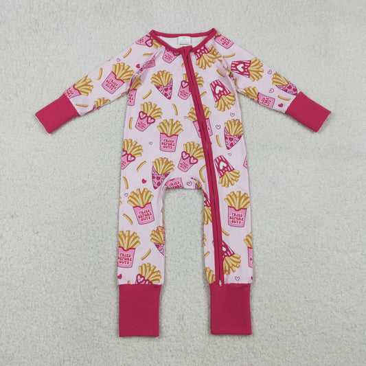 LR2843 Baby Girls Hearts Chip Valentines Two Way Zip Convertible Rompers