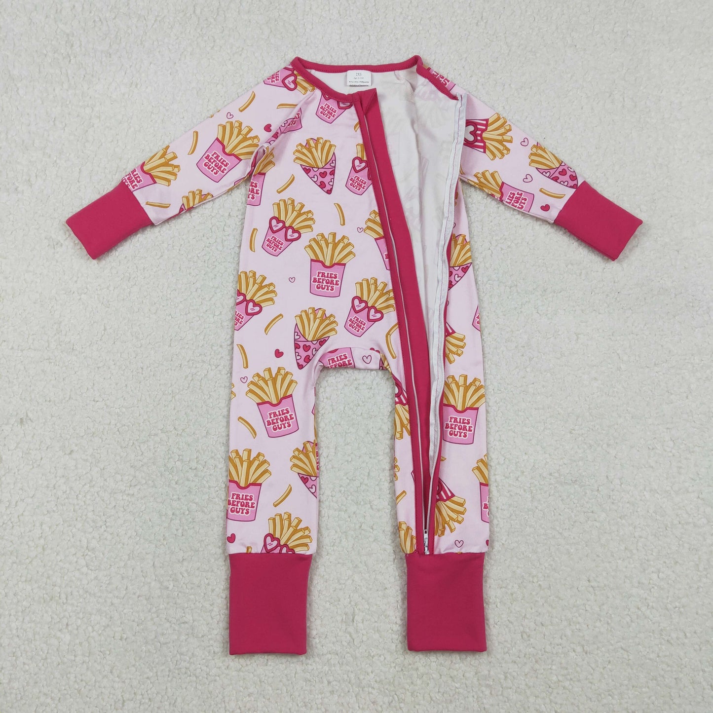 LR2843 Baby Girls Hearts Chip Valentines Two Way Zip Convertible Rompers