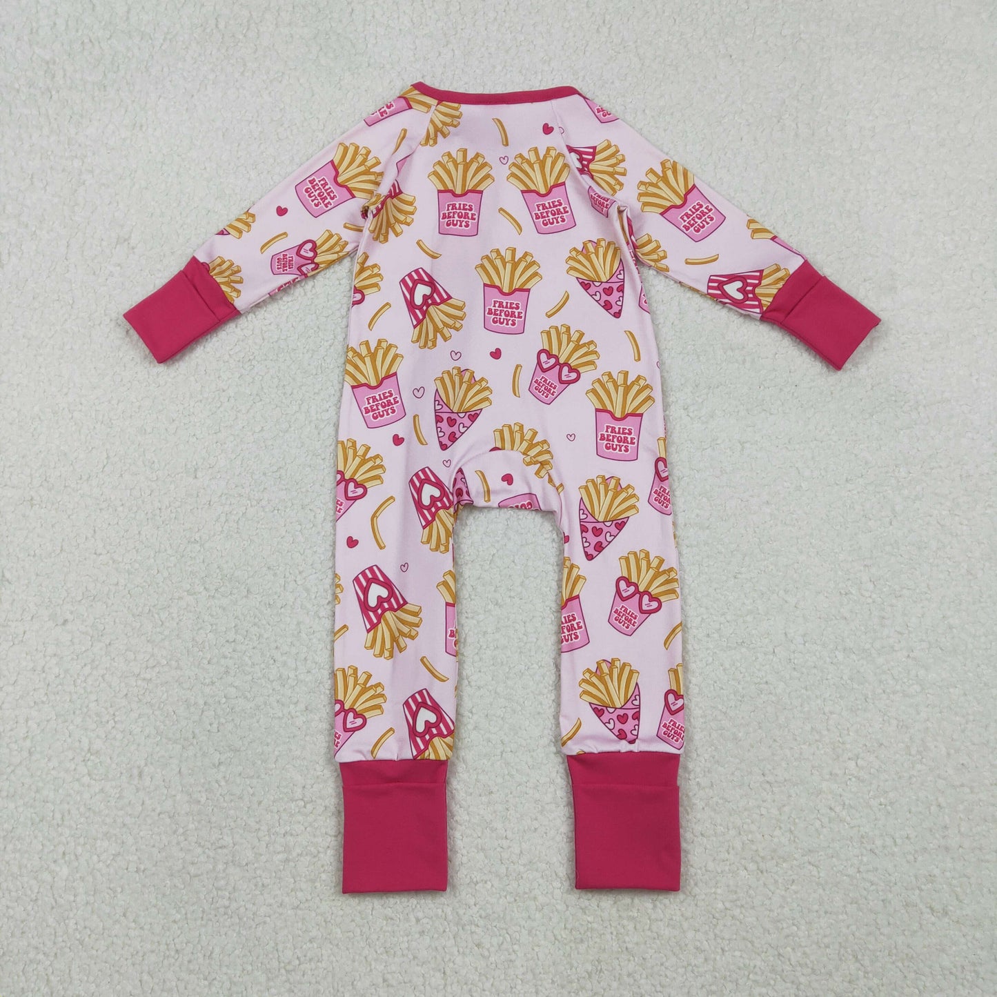 LR2843 Baby Girls Hearts Chip Valentines Two Way Zip Convertible Rompers