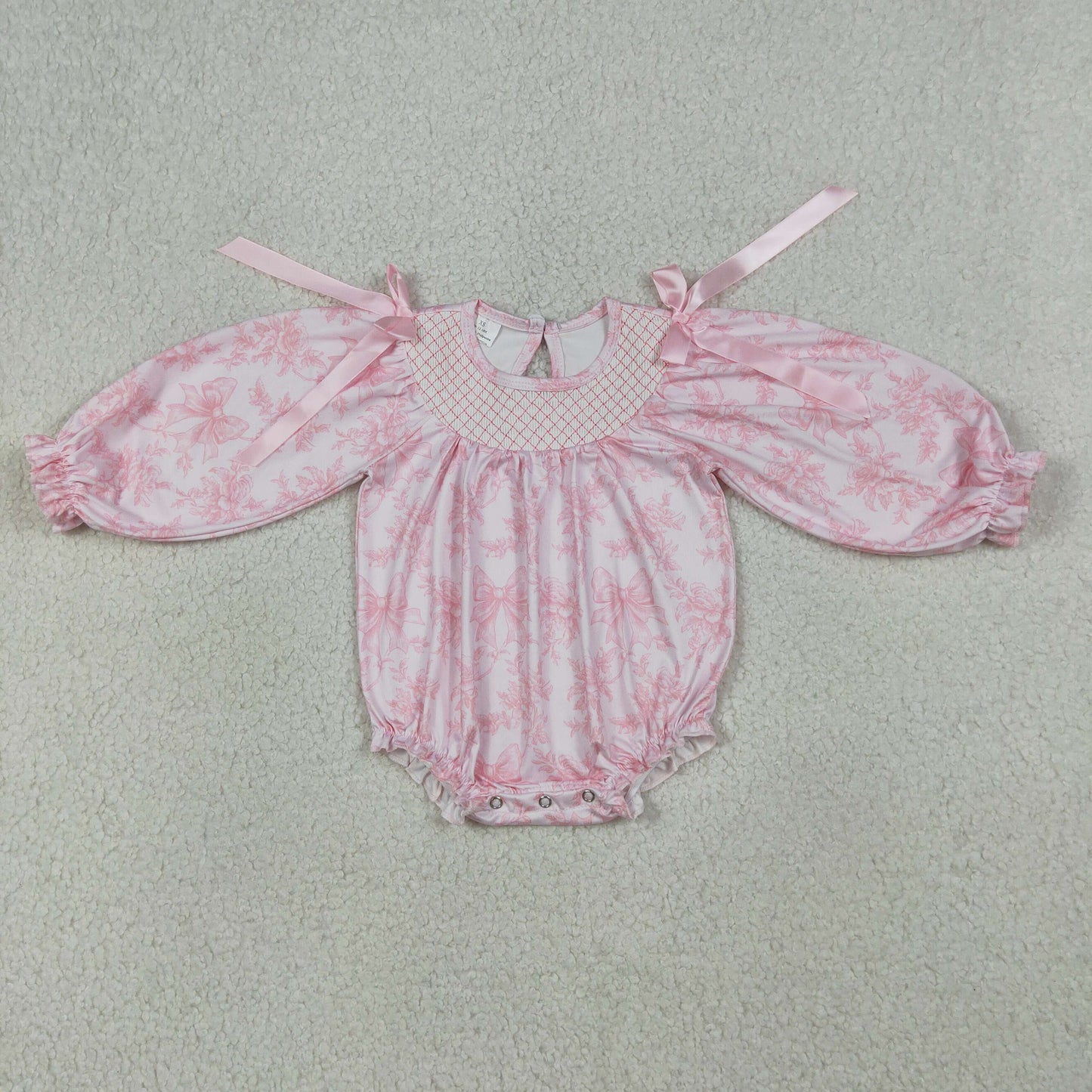 Sibling Smocked Checked Baby Girls Short Sleeve Colorful Bows Flowers Ruffle Rompers