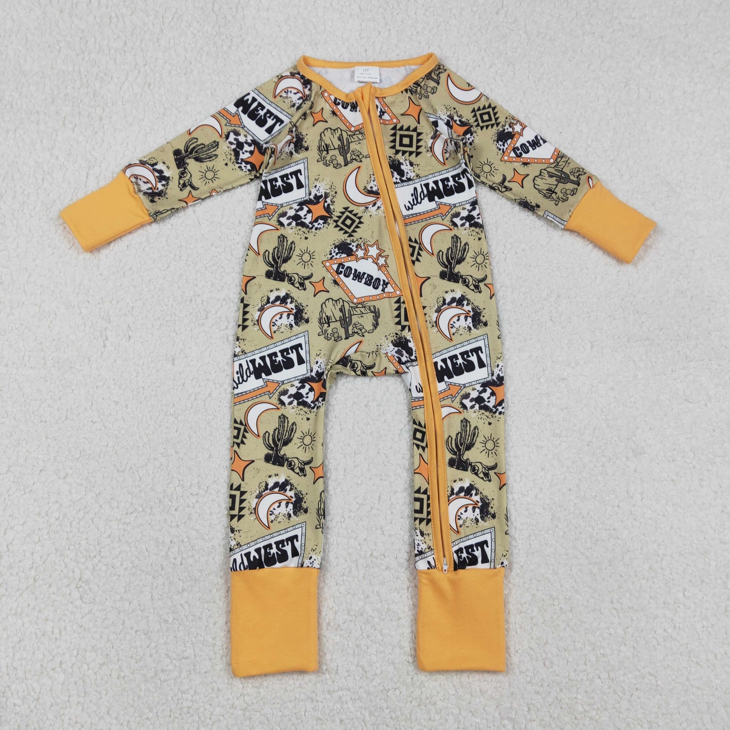 LR2942 Baby Cowboys Aztec Cactus Western Two Way Zip Convertible Rompers