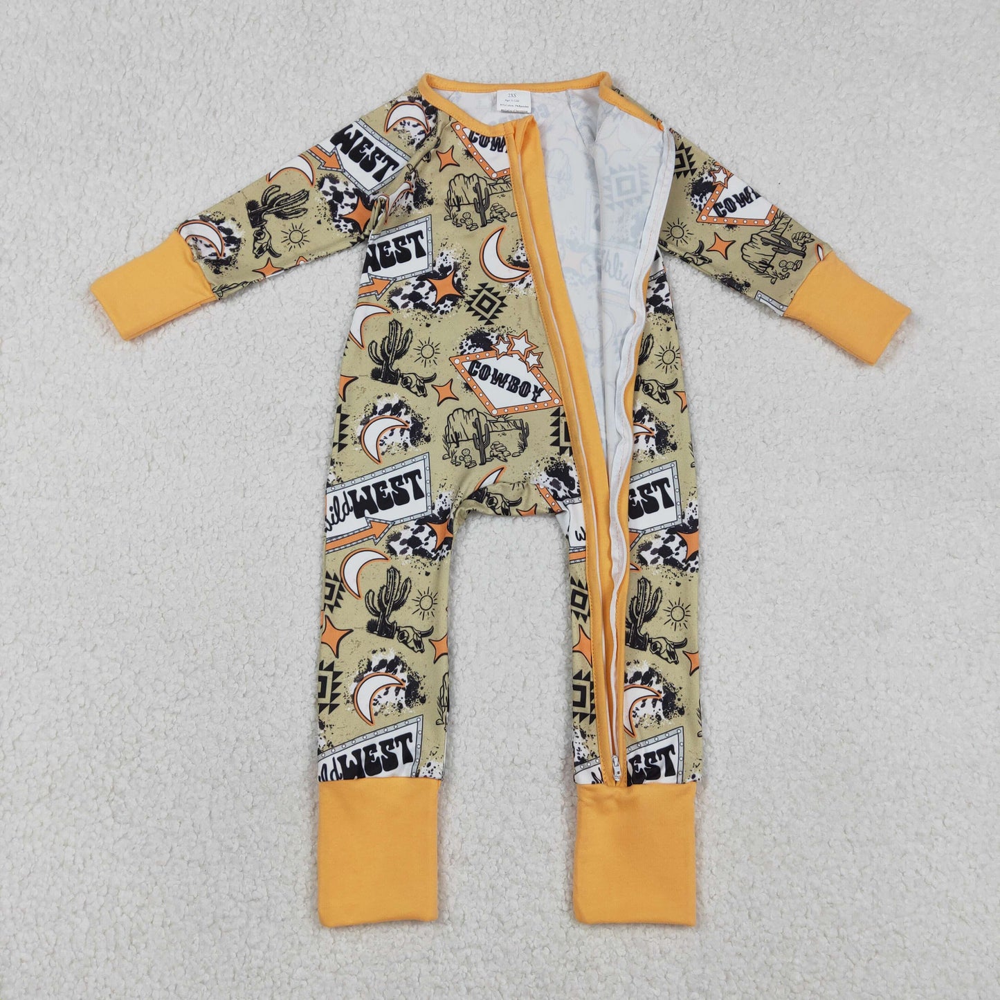 LR2942 Baby Cowboys Aztec Cactus Western Two Way Zip Convertible Rompers