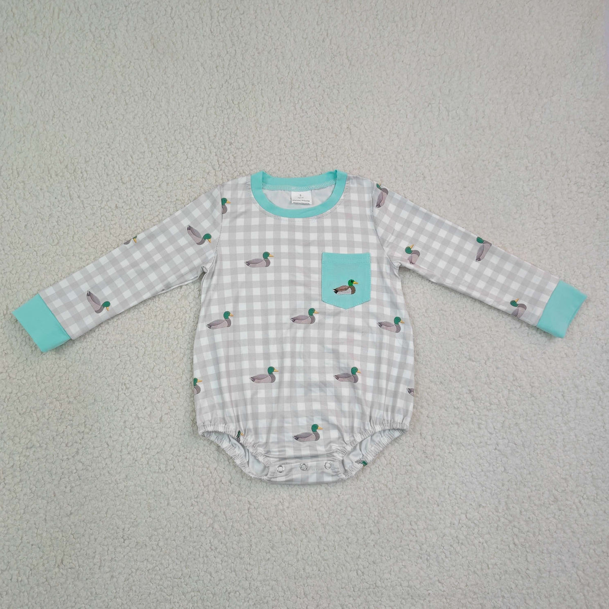 Sibling Baby Boys Girls Long Sleeves Embroidery Ducks Turkey Bows Fall Rompers