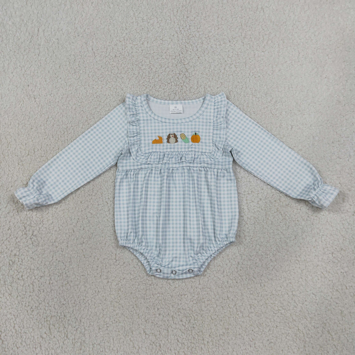 Sibling Baby Boys Girls Long Sleeves Embroidery Ducks Turkey Bows Fall Rompers