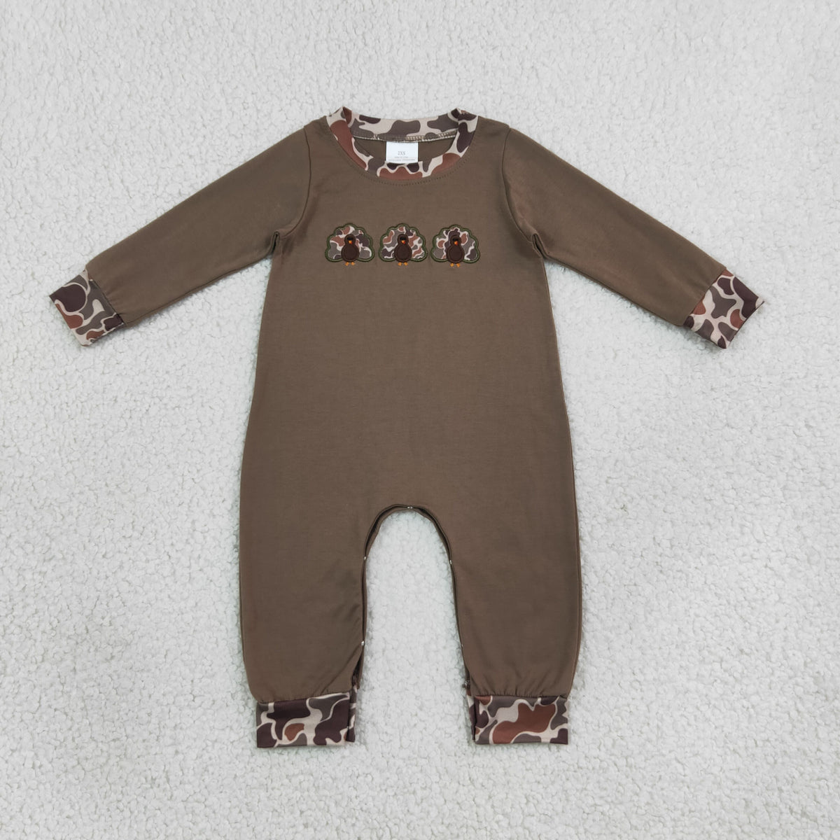 Sibling Baby Boys Long Sleeves Embroidery Turkey Pumpkins Deer Fall Pant Rompers