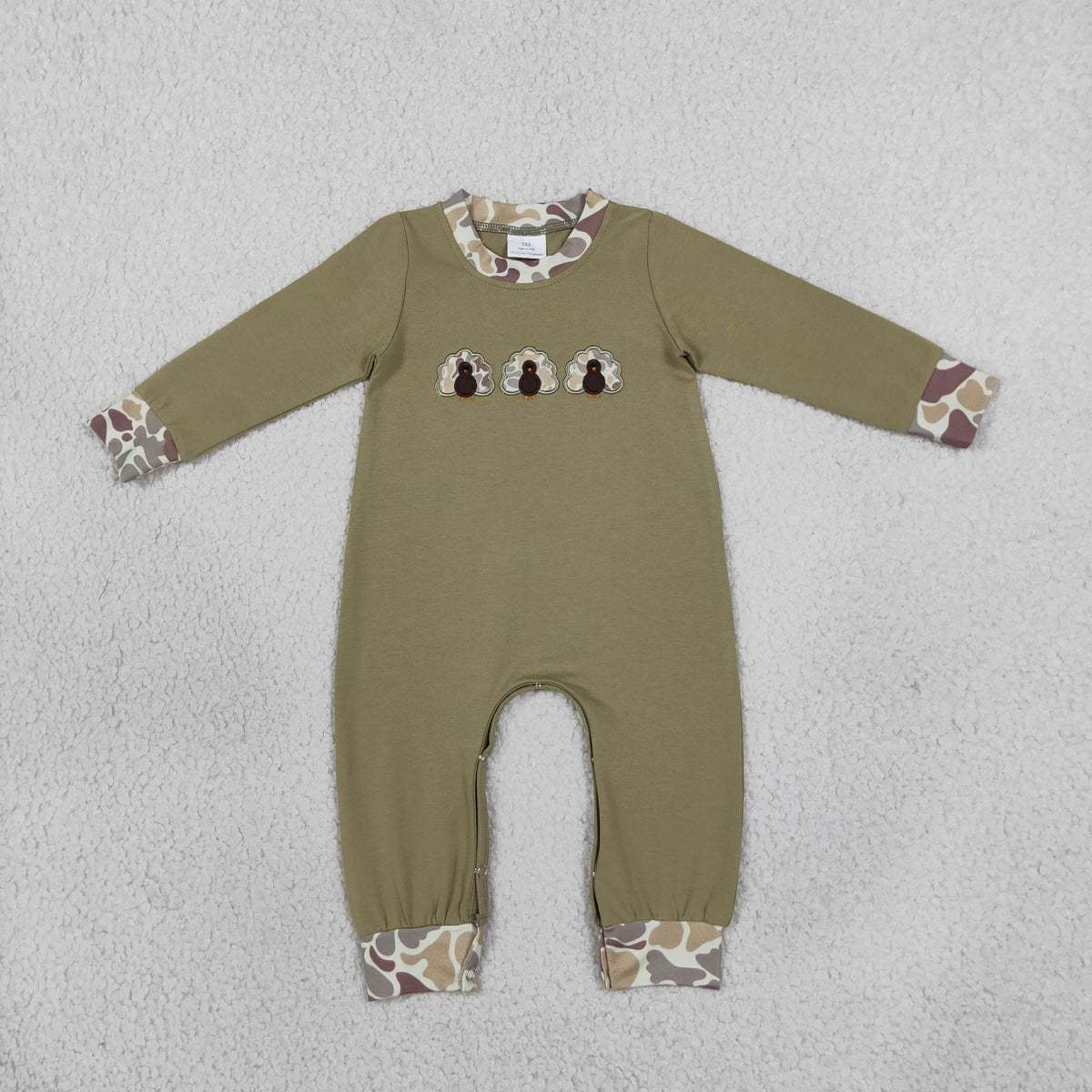 Sibling Baby Boys Embroidery Camo Turkey Pockets Joggers Clothes Set Rompers