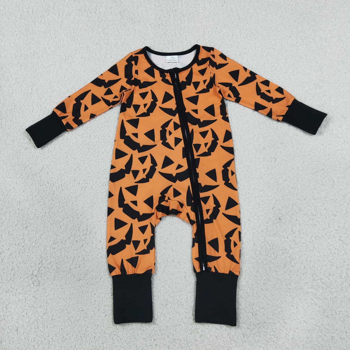 LR3243 Baby Boys Ghost Pumpkins Halloween Two Way Zip Convertible Rompers
