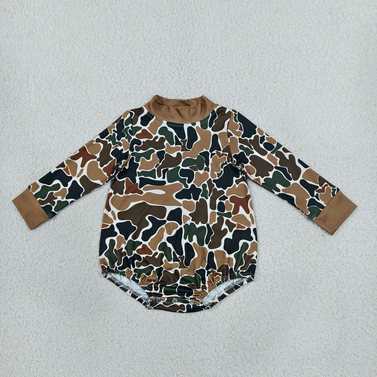 Sibling Baby Boys Girls Long Sleeve Leaves Camo Choker Rompers