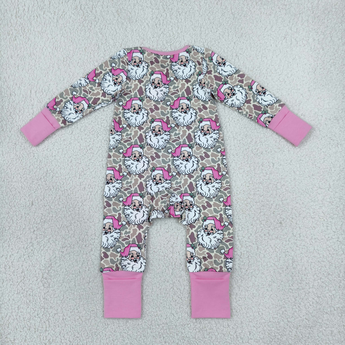 Sibling Baby Boys Girls Camo Santa Christmas Pajamas Zip Rompers