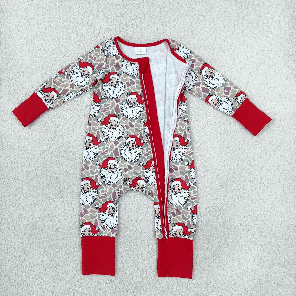 Sibling Baby Boys Girls Camo Santa Christmas Pajamas Zip Rompers