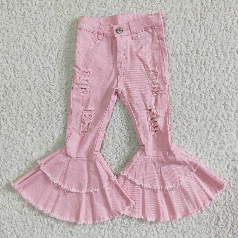 Sibling Baby Girls Bell Bottom Denim Pants Jeans