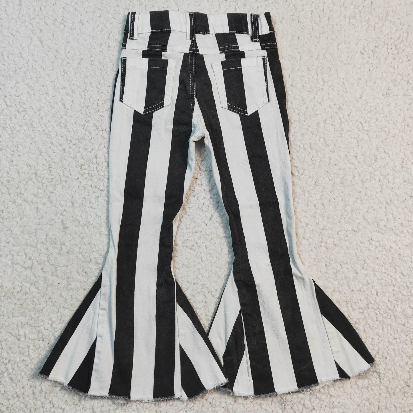 Sibling Baby Girls Colorful Stripes Bell Bottom Denim Jeans Pants