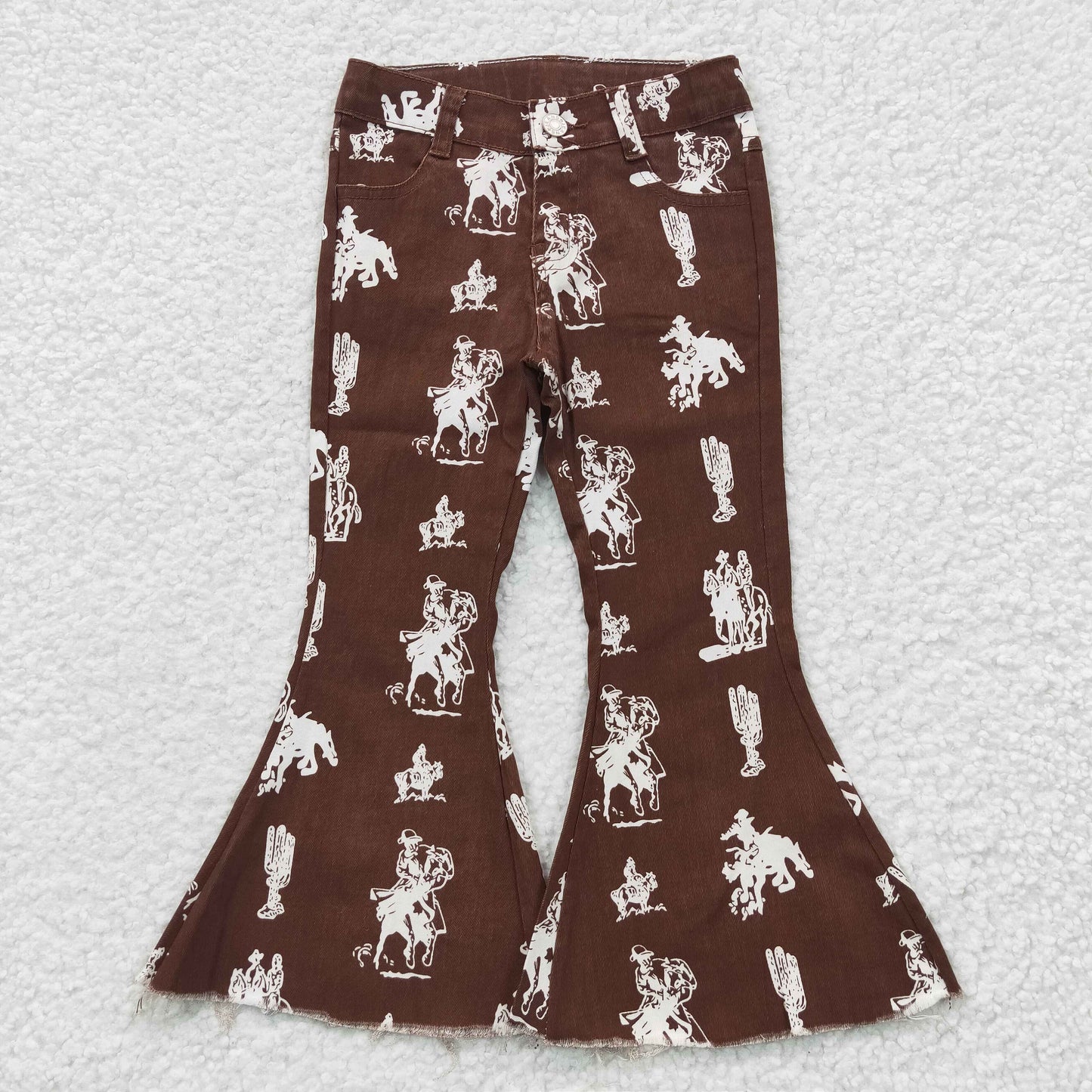 Sibling Baby Girls Western Bell Bottom Denim Pants Jeans