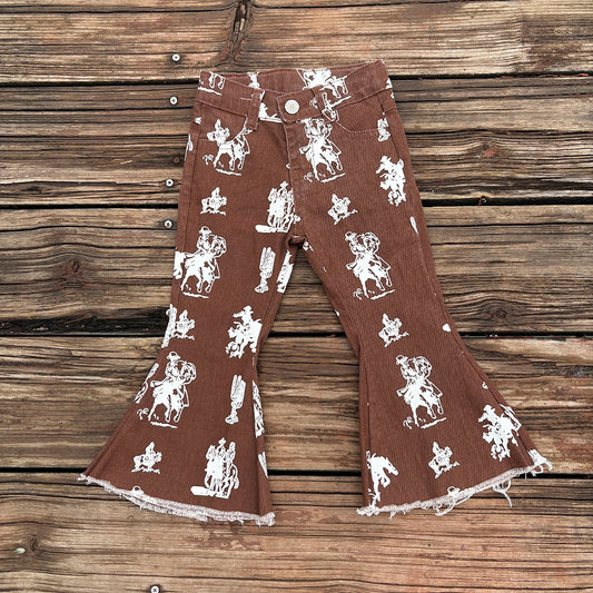 Western Cowgirls Rodeo Cactus Bell Bottom Pants Jeans