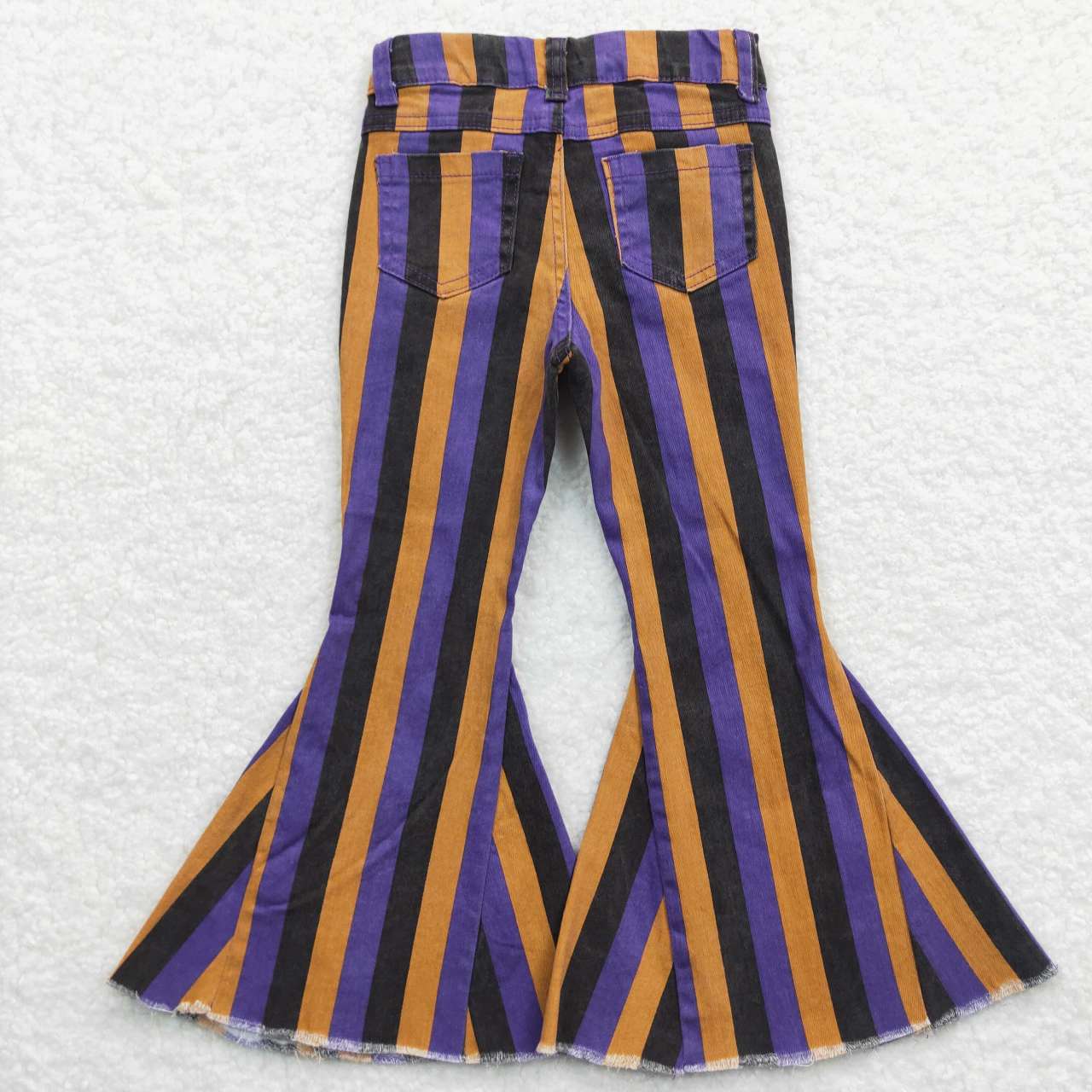 Sibling Baby Girls Colorful Stripes Bell Bottom Denim Jeans Pants