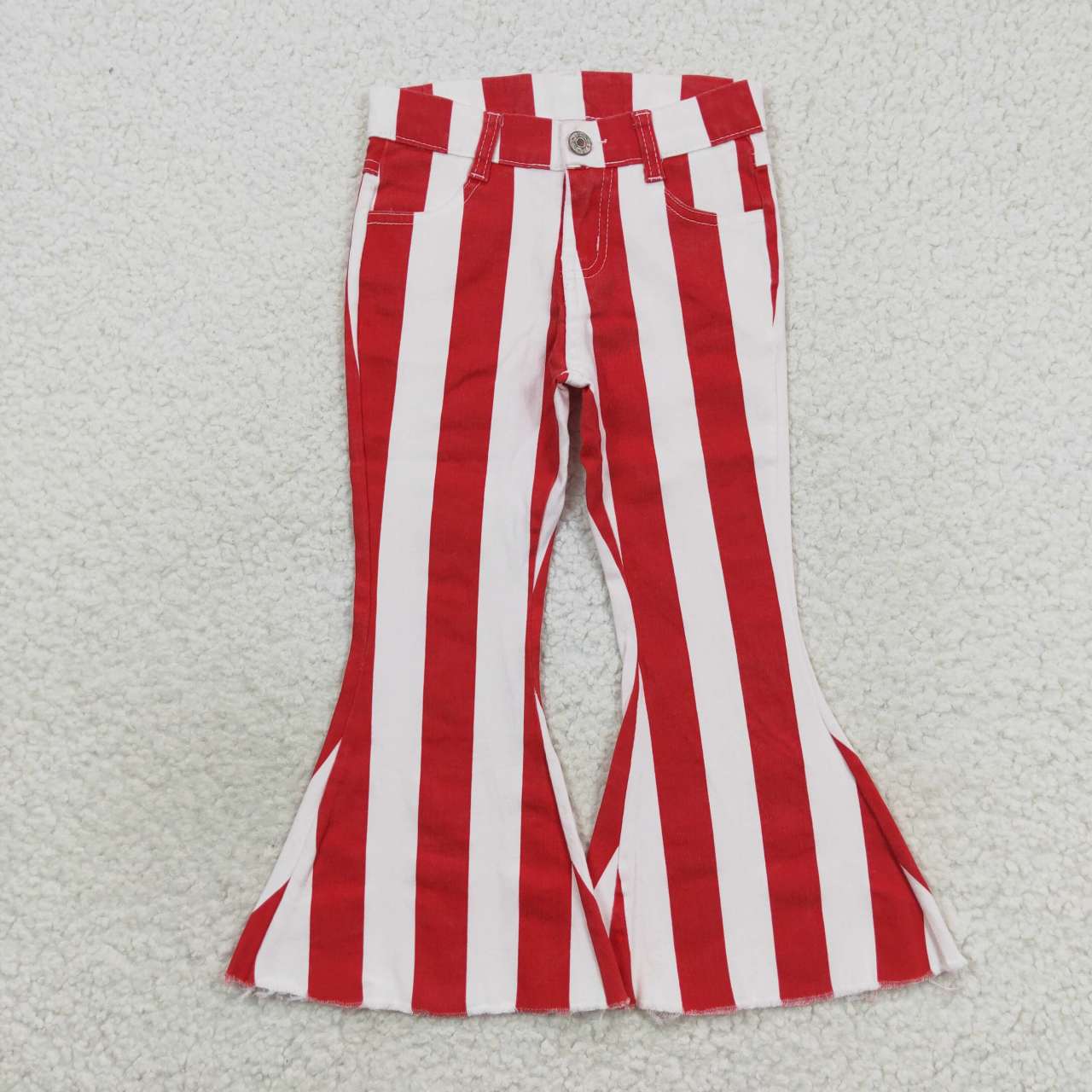 Sibling Baby Girls Colorful Stripes Bell Bottom Denim Jeans Pants