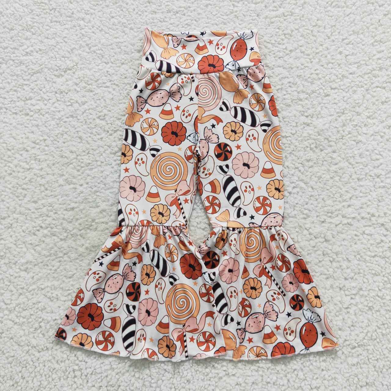 Sibling Baby Girls Halloween Ghosts Candy Bell Bottom Pants